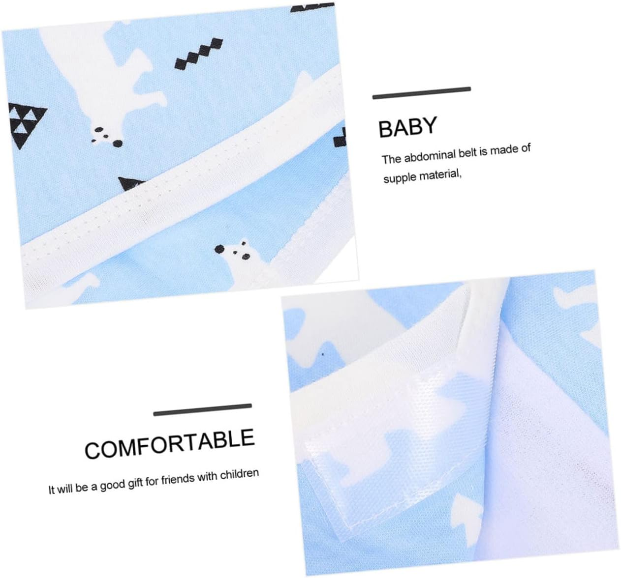 SAFIGLE Newborn Infant Belly Band Cotton Navel Wrap Baby Belly Button Cover Portable Cord Belt for Baby Supplies Autumn Winter 80 Size Arctic Blue image number 6