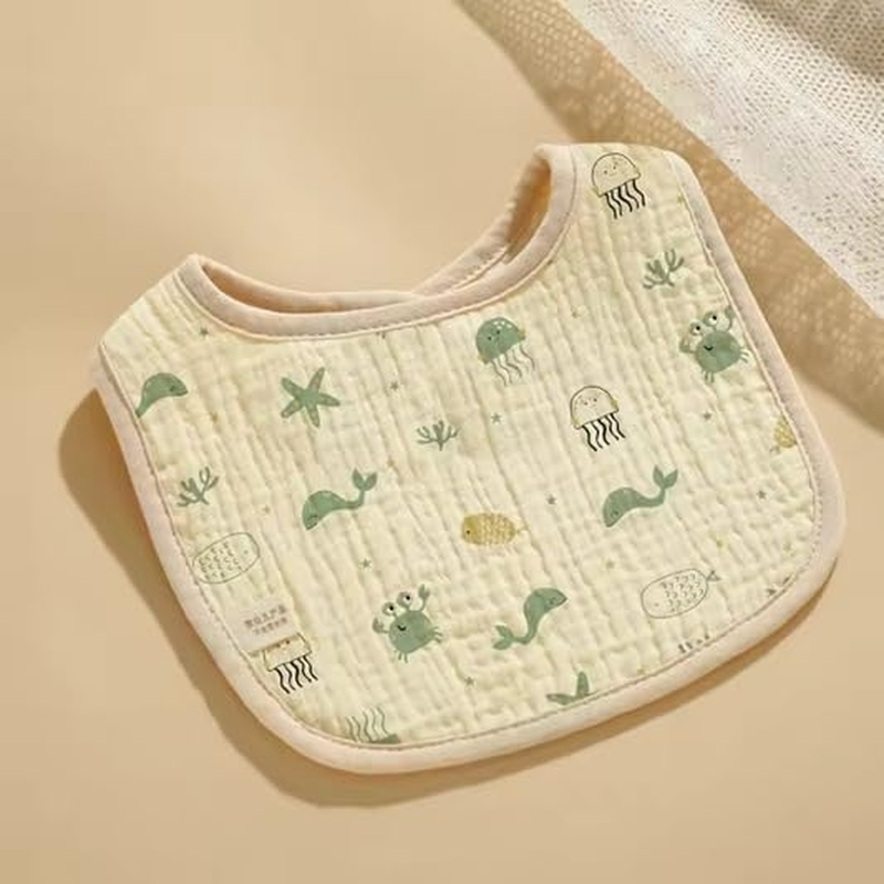 Soft Muslin Baby Bibs - Organic Cotton Feeding Bib for Newborn & Toddlers - Ultra Absorbent, Breatable & Gentle on Skin - Neutral Design image number 5