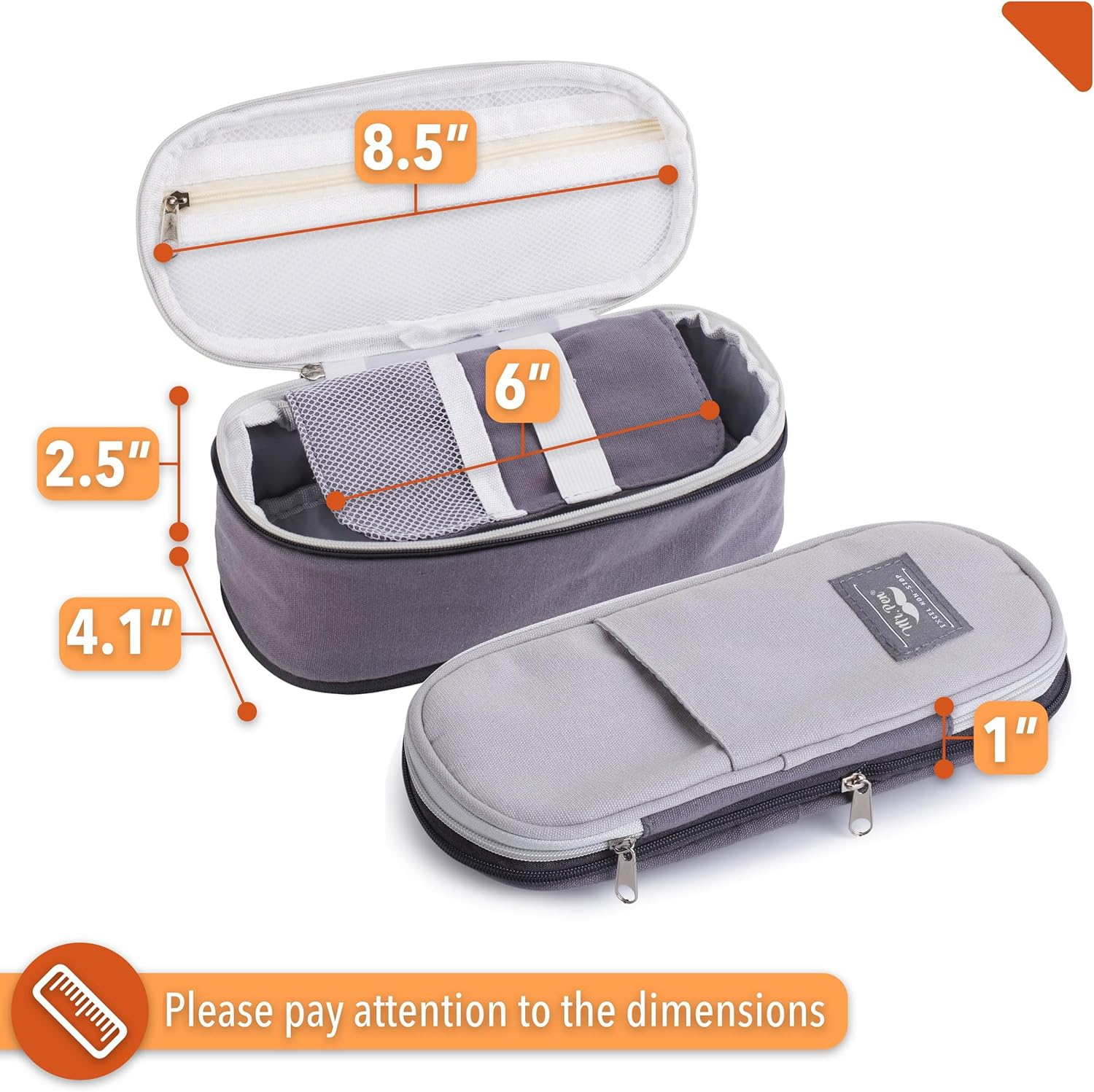 Mr. Pen - Pencil Case, Pencil Pouch, Large, Grey, Bible Study Supplies, School Supplies, Kids image number 6