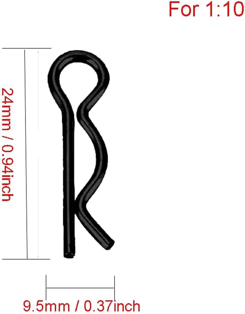 100PCS Black Universal RC Car Body Shell Pin R-Type Clips Compatible with 1/8 1/10 1/16 Scale Redcat HPI Himoto HSP Exceedrc Car Truck Buggy (For 1/10)