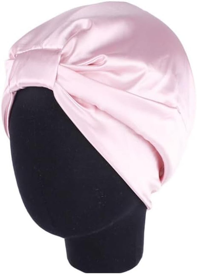 AIMALL Imitated Silk Sleep Cap for Women, 22.8 Inch Adjustable Night Hair Bonnet to Prevent Frizz, Split Ends, and Promote Natural Oil Dispersion, Universal Fit - Green X Khaki image number 6