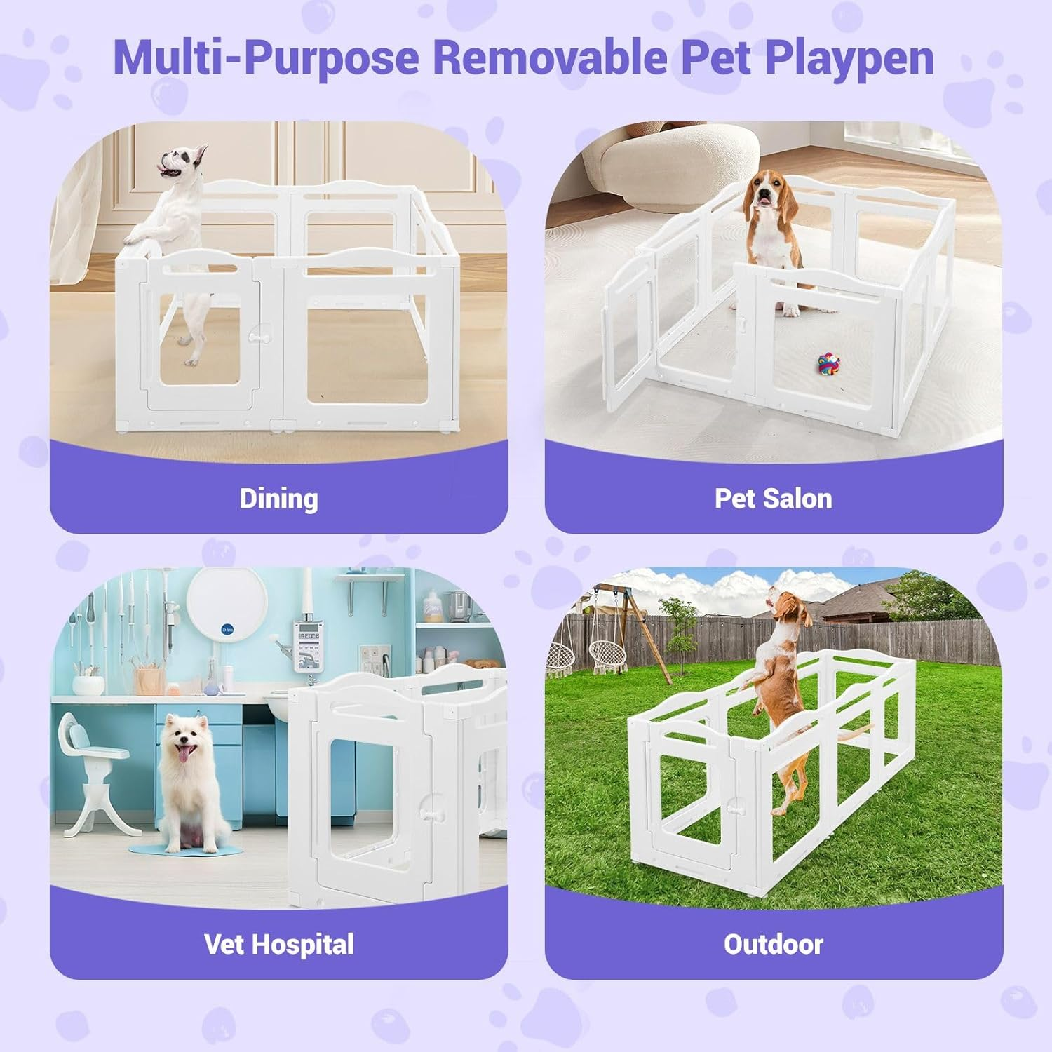 Pet Scene 75CM Tall Dog Fence, 8 Panels Pet Cat Kennel Cage Enclosure Crate Safety Gate Fence Whelping Box Barrier Indoor Outdoor Kitten Puppy Furniture