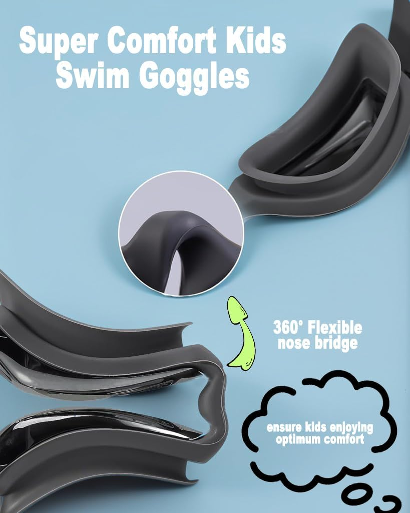 WACOOL Swim Goggles, Swimming Goggles No Leaking Full Protection Adult Men Women Youth (Kidsblackcolorpink) - Kids-Clearpinkblue image number 2