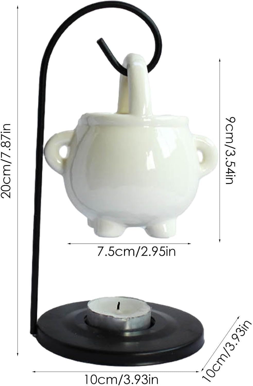 Witch'S Cauldron Aromatherapy Burner, Universal Ceramic Hanging Pot Wax Melting Furnace, Halloween Home Decor Gothic Diffuser, Yoga Meditation Decor Creative Scented Holder Home Fragrance image number 2