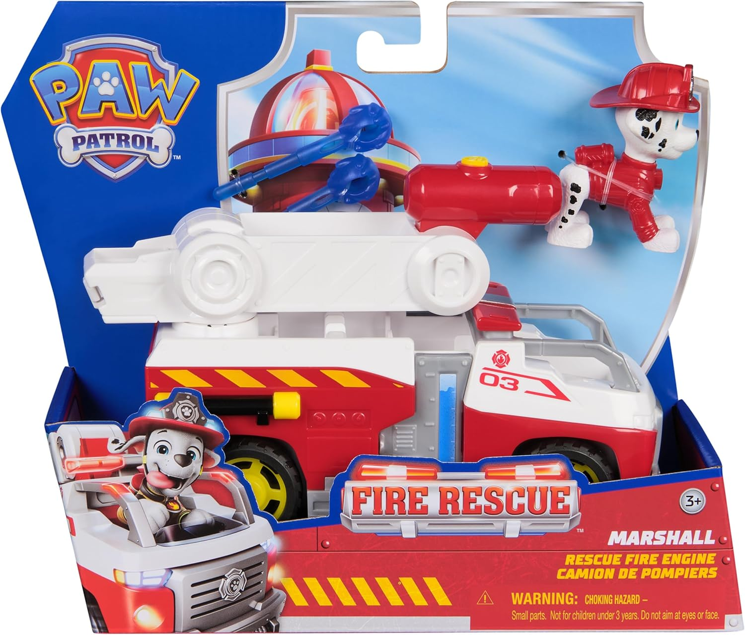 PAW Patrol Fire Rescue: Marshall Rescue Fire Engine with Action Figure & Projectile Launcher & Toy Truck, Kids Toys for Boys & Girls Ages 3 and Up