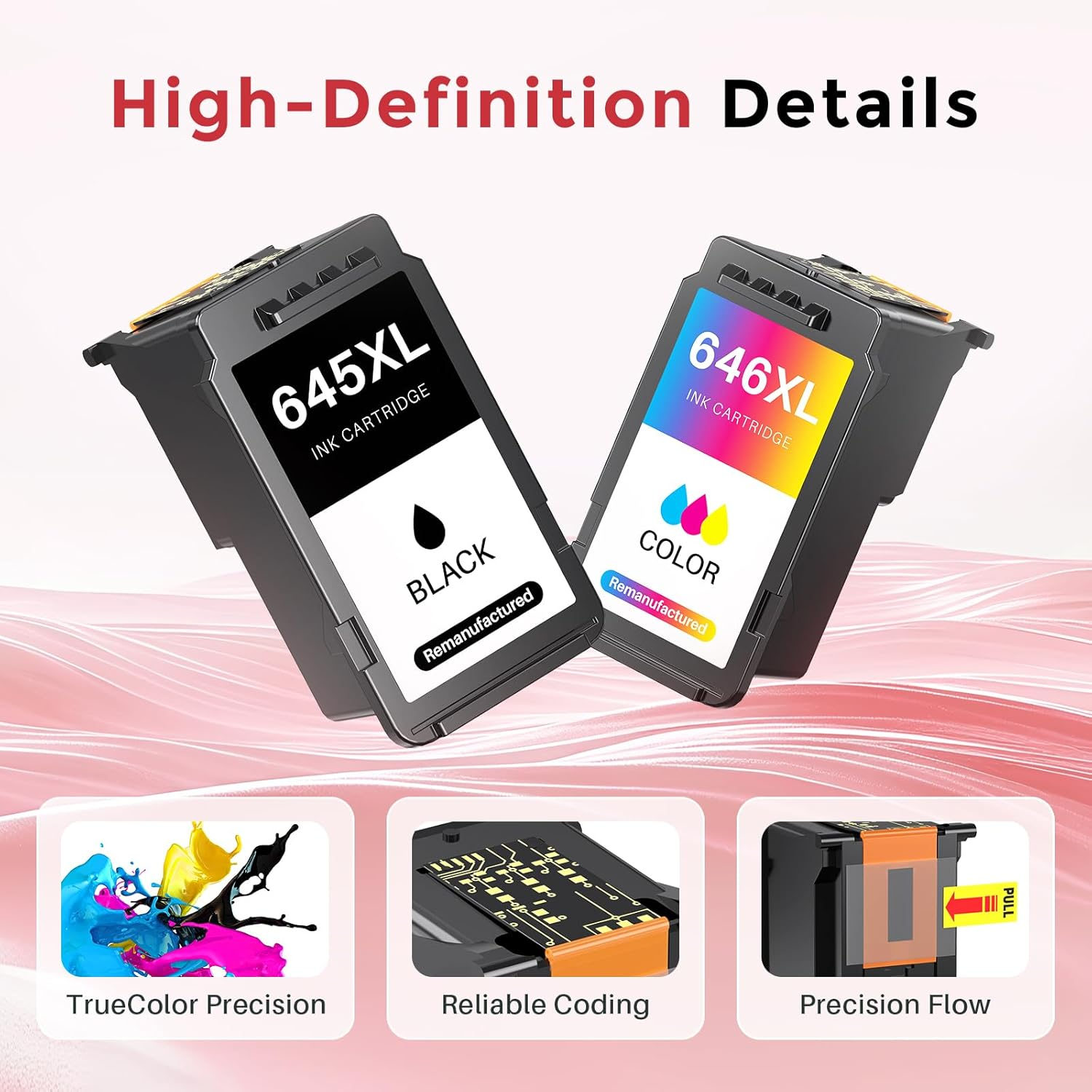 PG645XL CL646XL Compatible Ink Cartridges Replacement for Canon PG-645 & CL-646, 645XL 646XL Combo Pack Use to Canon PIXMA MG2460 MG2560 MG2960 MG2965 TS3160 TS3360 TS3365 TR4560 Printer (2 Pack) image number 2