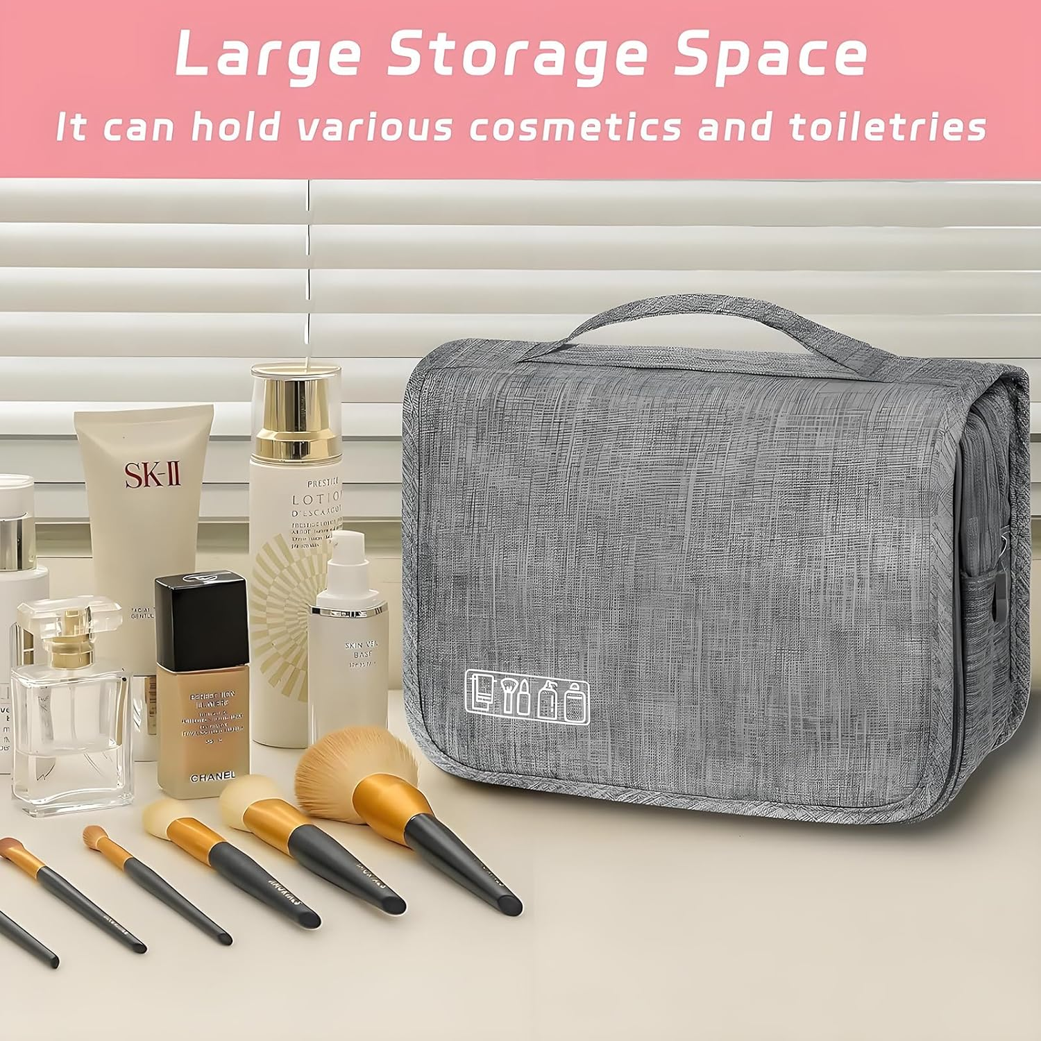 Anberyoo Hanging Toiletry Bag, Portable Waterproof Travel Makeup Bag for Women Camping Outdoor Beach, Multifunctional Large Capacity Travel Bag, Dorm Room/Travel Essentials for College Students Girls image number 5