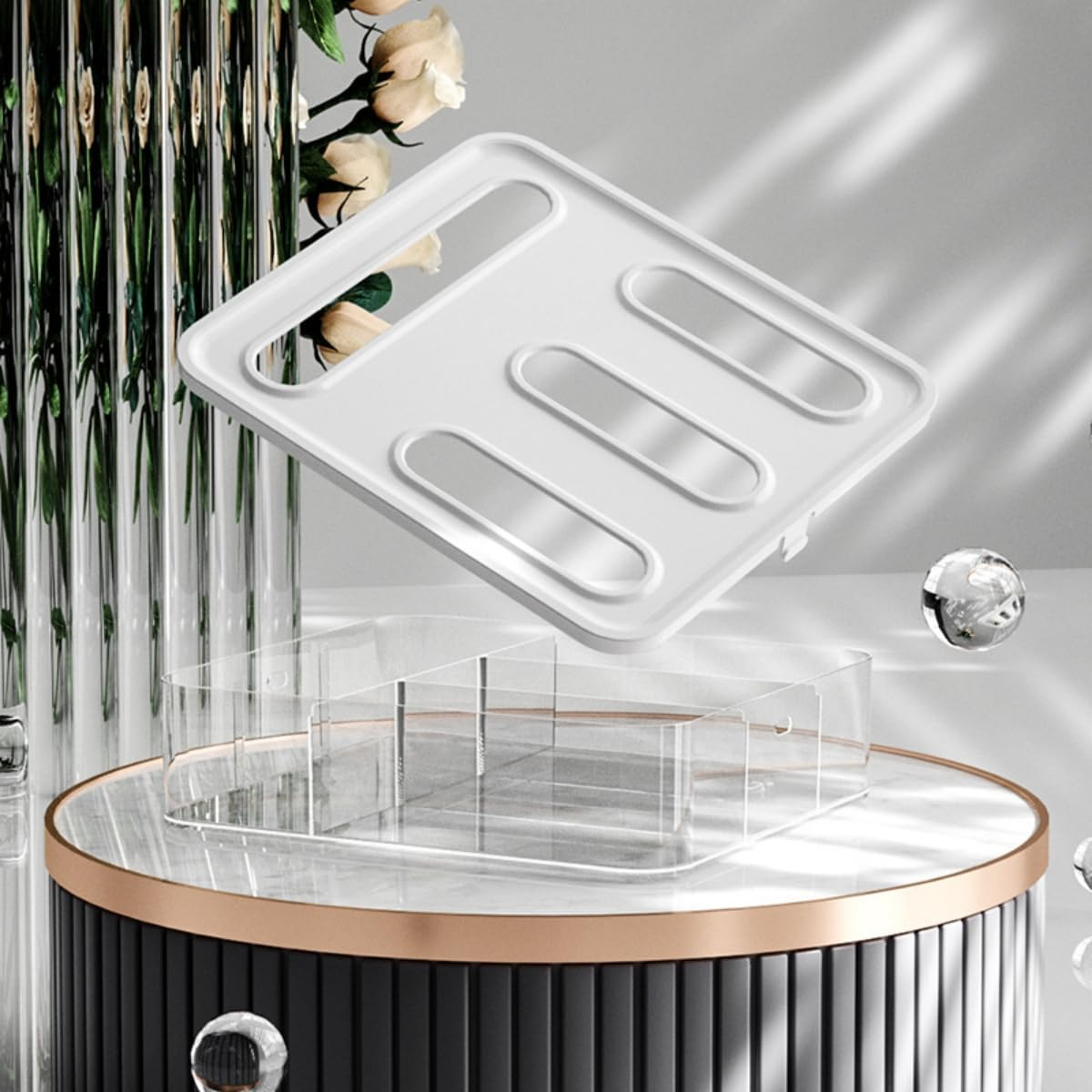 9SHOME Acrylic Ziplock Bag Organiser, Reusable 4 in 1 Storage Bag Organizer, Kitchen Drawer Baggie Box, Food Bag Holder, Complicate with Gallon, Quart, Sandwich, Snack, and Slider Bags image number 3