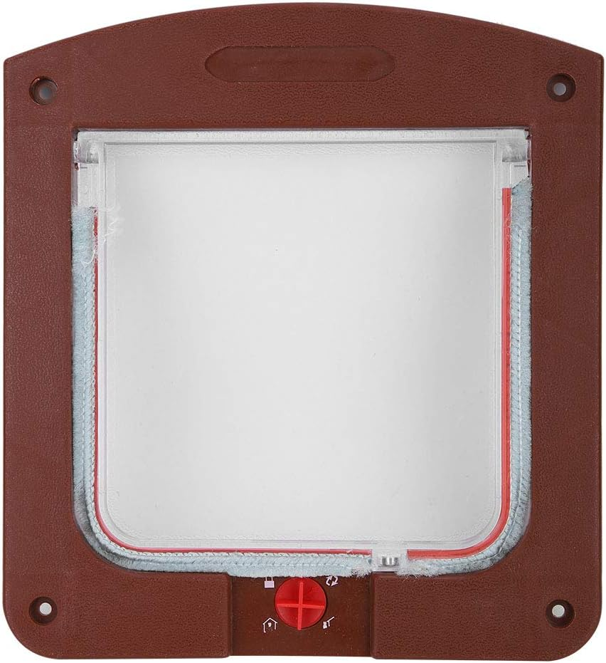 Sliding Glass Cat and Dog Door Insert, Square PP Controllable Switch Pet Door Dog Cat Flap Door Coffee Color image number 5