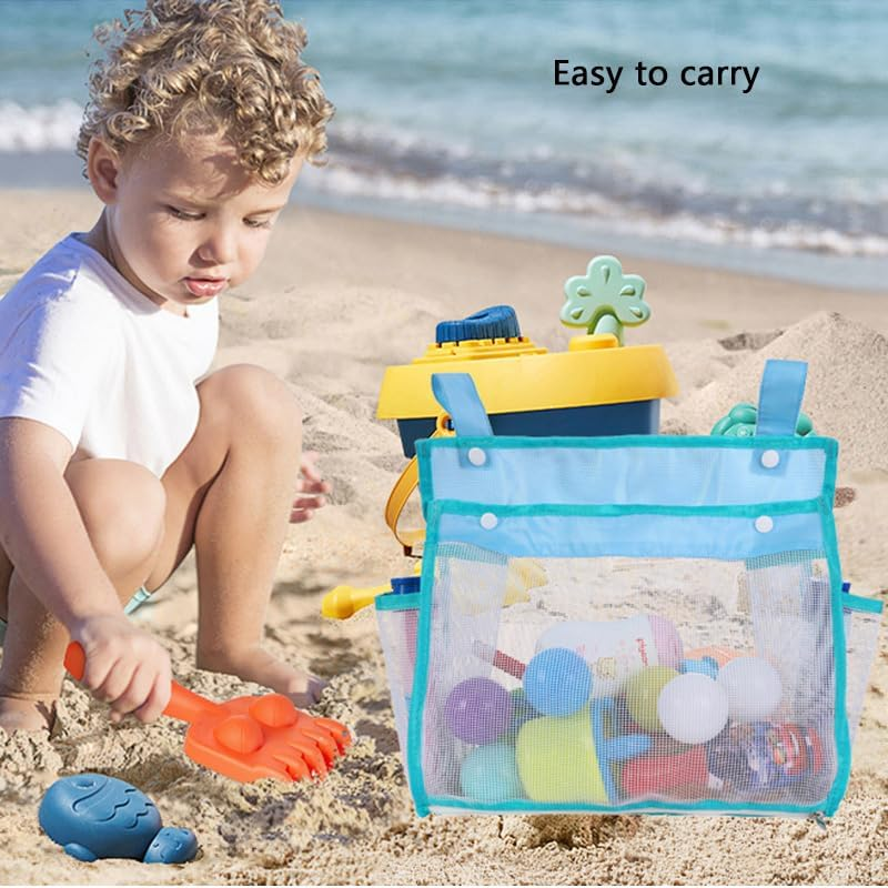 Waterproof Mesh Bath Toy Organizer & Storage Bag with Suction Cups - Durable Hanging Bath Toy Holder for Kids, Quick-Dry Bathroom Toys Organiser (White) image number 5