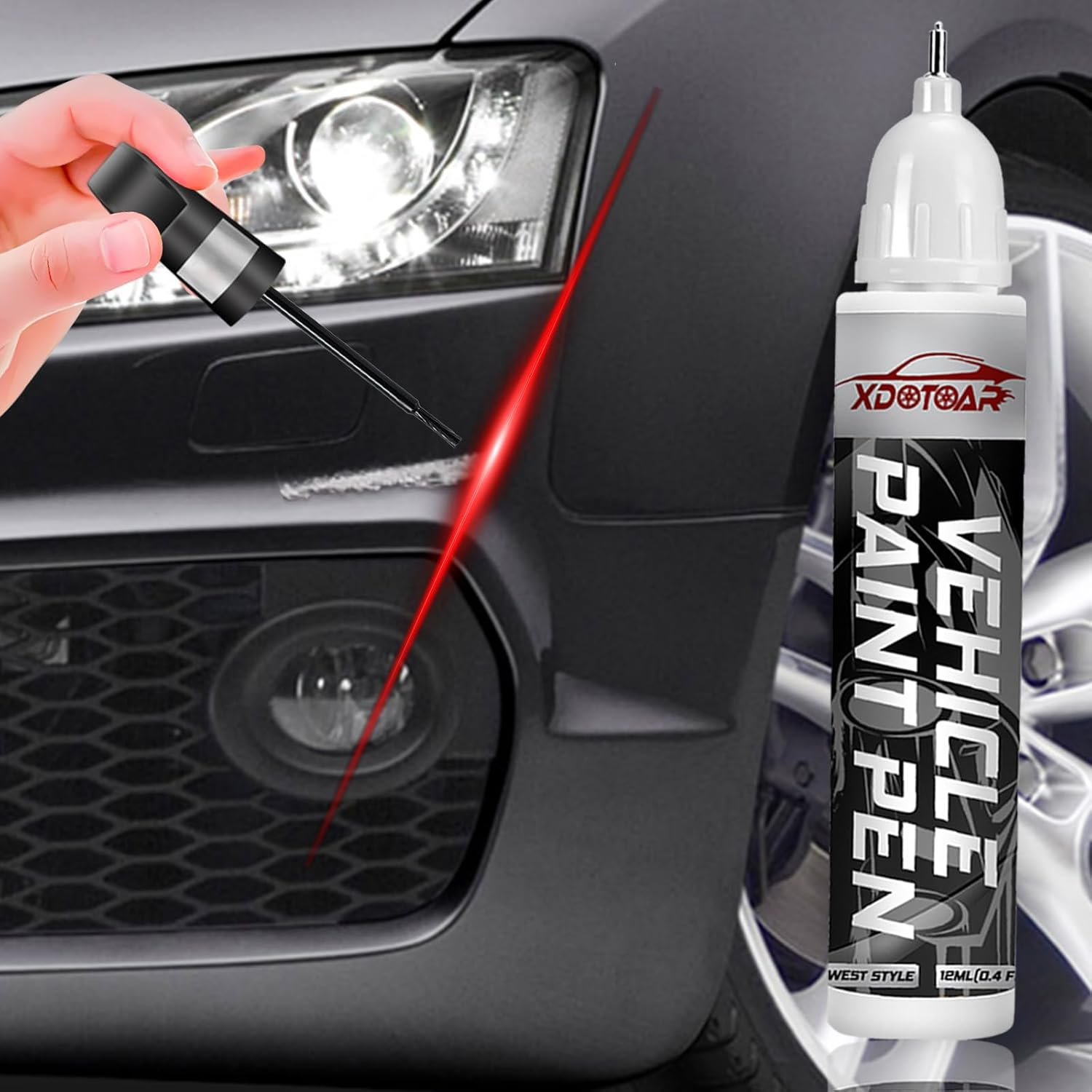 White Car Paint Touch up Pen, Color Accurate Touch up Paint for Cars, Professional Automotive Paint Scratch Repair, Lasting Auto Scratch Remover, Quick Drying, Easy to Use, Safe and Non-Toxic