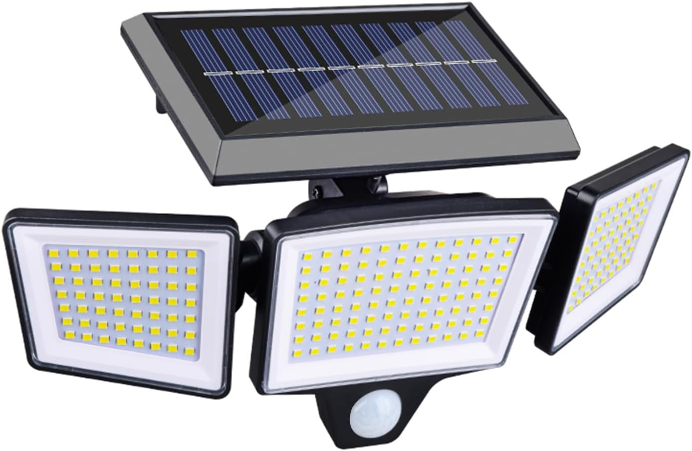 Harloon Solar Outdoor Lights 208LED 2500LM 3600Mah Security Lights, 3 Heads Motion Sensor Lights, IP65 Waterproof, 270&deg; Wide Angle Flood Wall Lights with 4 Modes image number 4