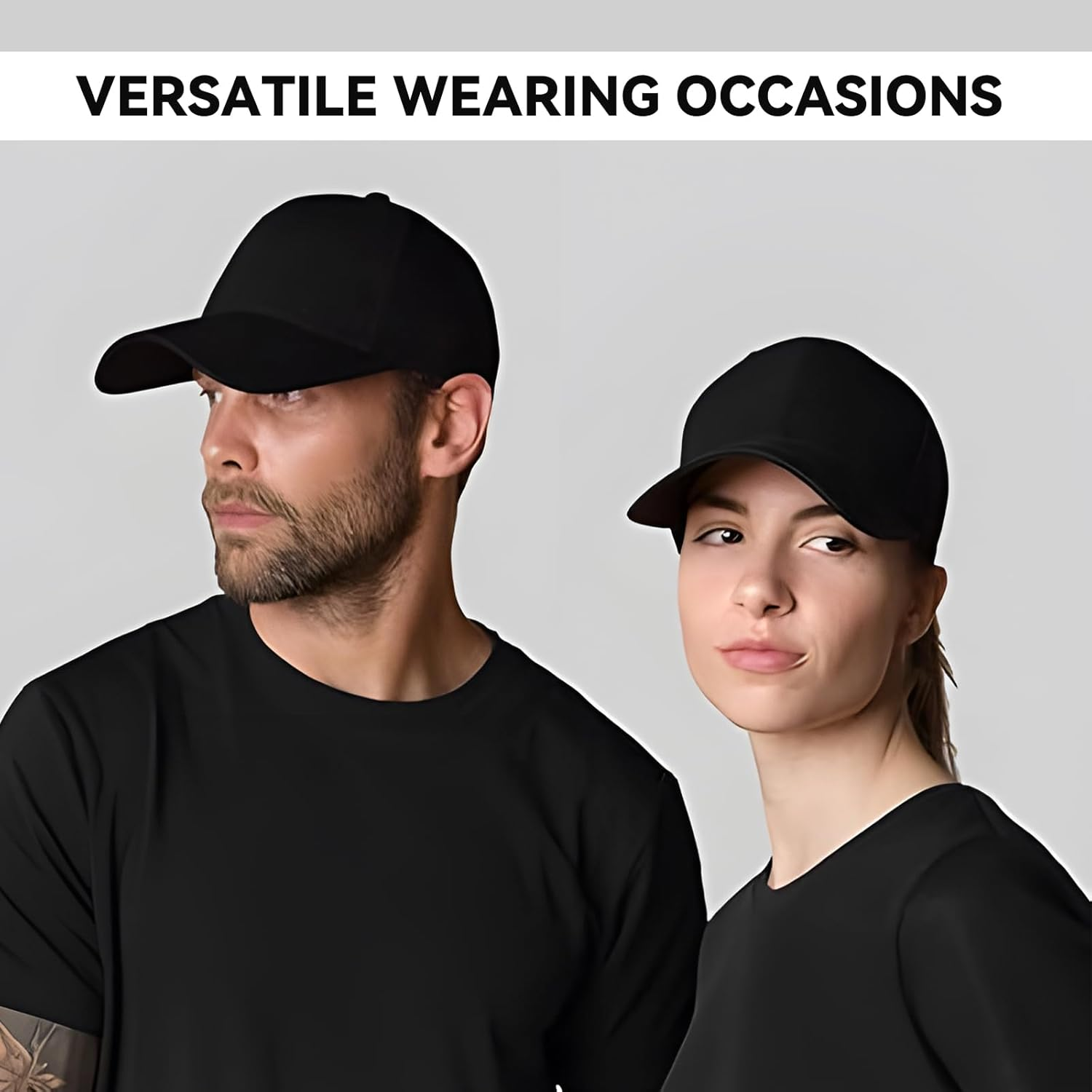 JZS Stiff Structured Front Panel Baseball Cap Golf Dad Trucker Hat for Men Women Adjustable Black image number 6