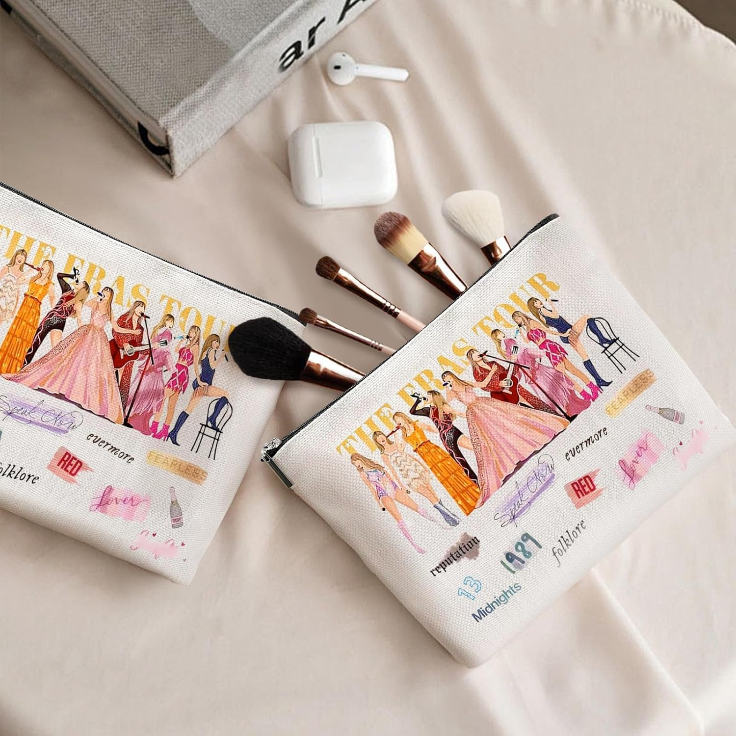 Music Lover Makeup Bag, Singer Tour Fans Gifts Cosmetic Bag, Fans Portable Makeup Bag for Women and Girls Travel Gym Home Organization，For Women Sister Mum Music Lover Singer Fans（Yellow）, Yellow image number 5