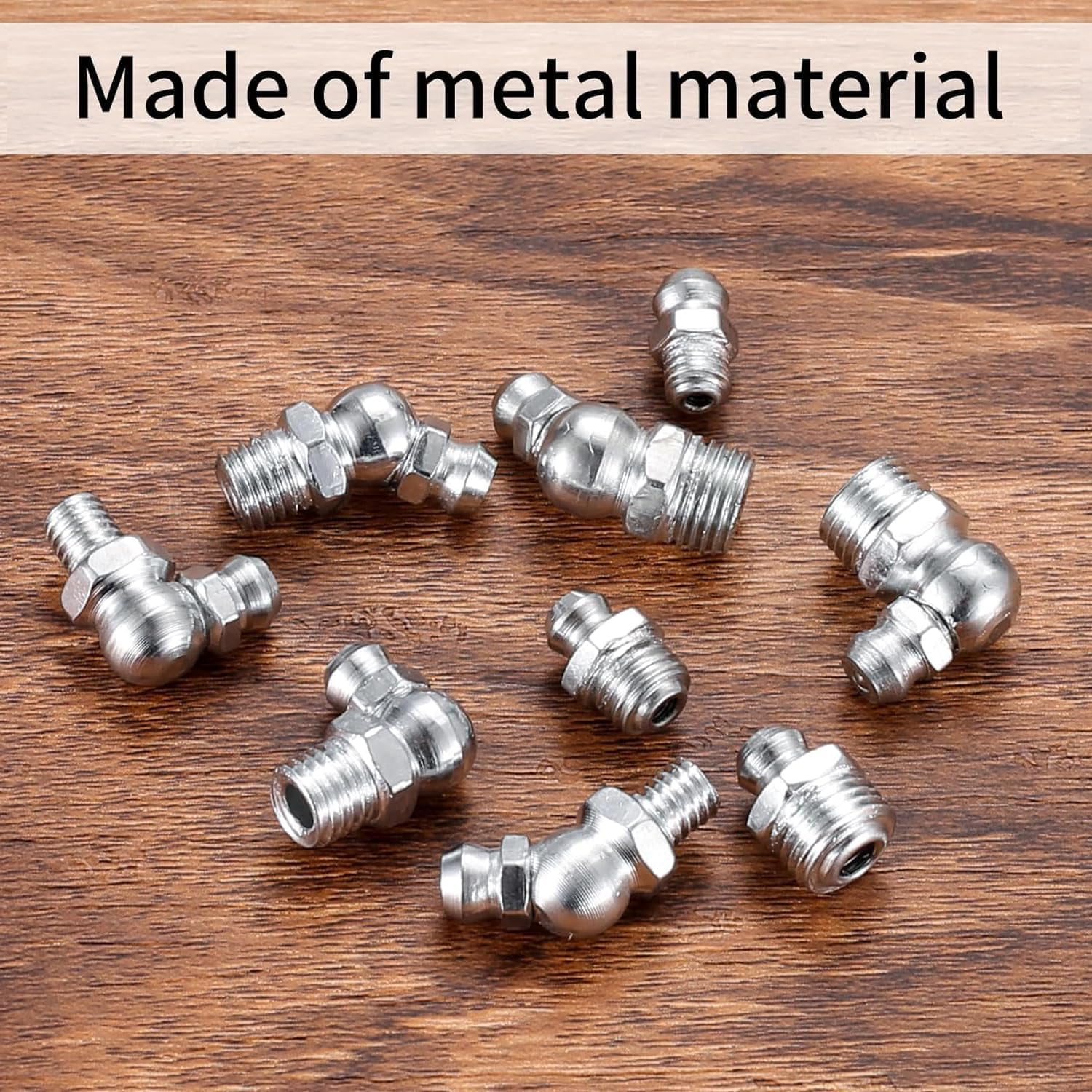 Metric Grease Fittings Kit, 60 Pcs Hydraulic Grease Zerk Assortment Kit, 45 90 Degree Grease Gun Fittings, M6 M8 M10 Straight and Angled Grease Zerk Kit for Grease Guns Mechanical Lubrication image number 4