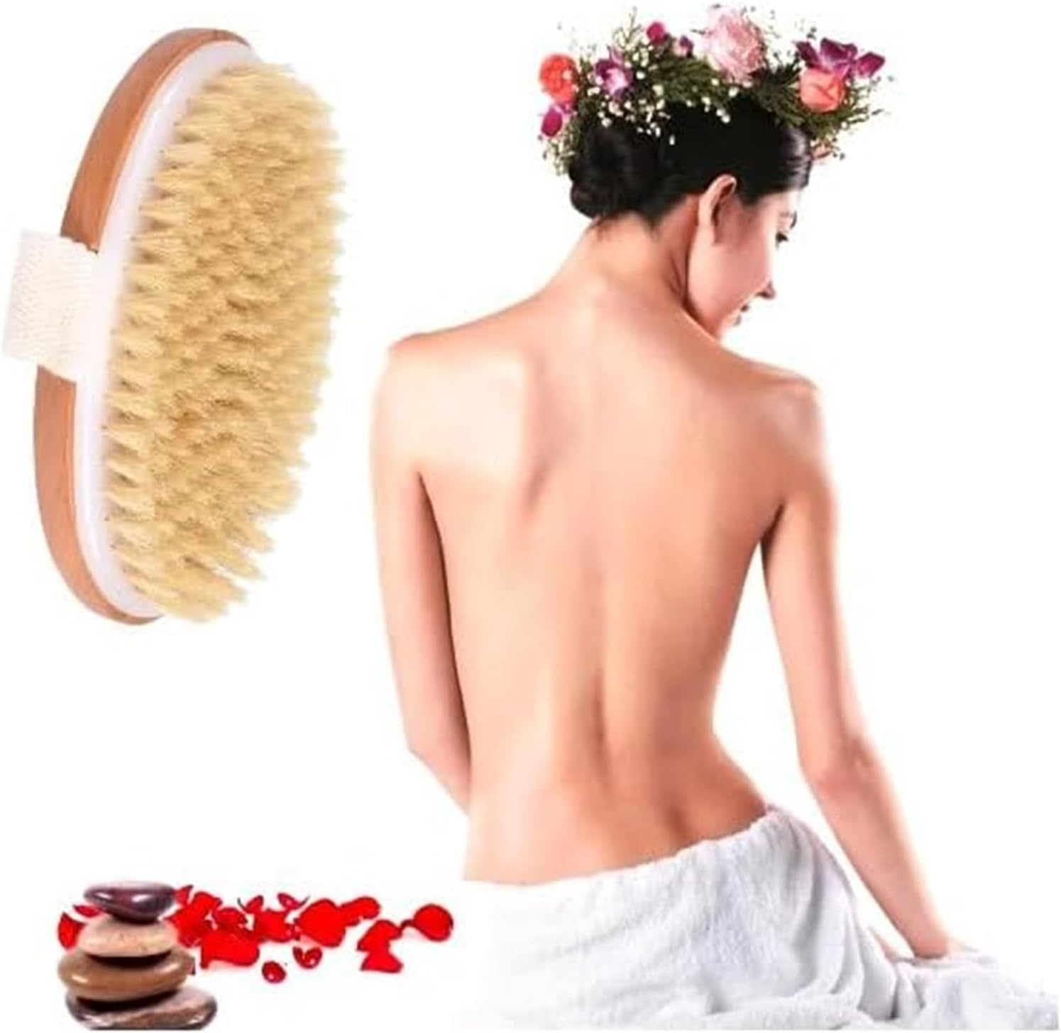 Dry Brushing Body Brush for Exfoliation, Lymphatic Drainage & Cellulite Reduction &ndash; Natural Bristles, Shower Brush & Pore Massager for Smooth Skin, Detox, and Body Care image number 3