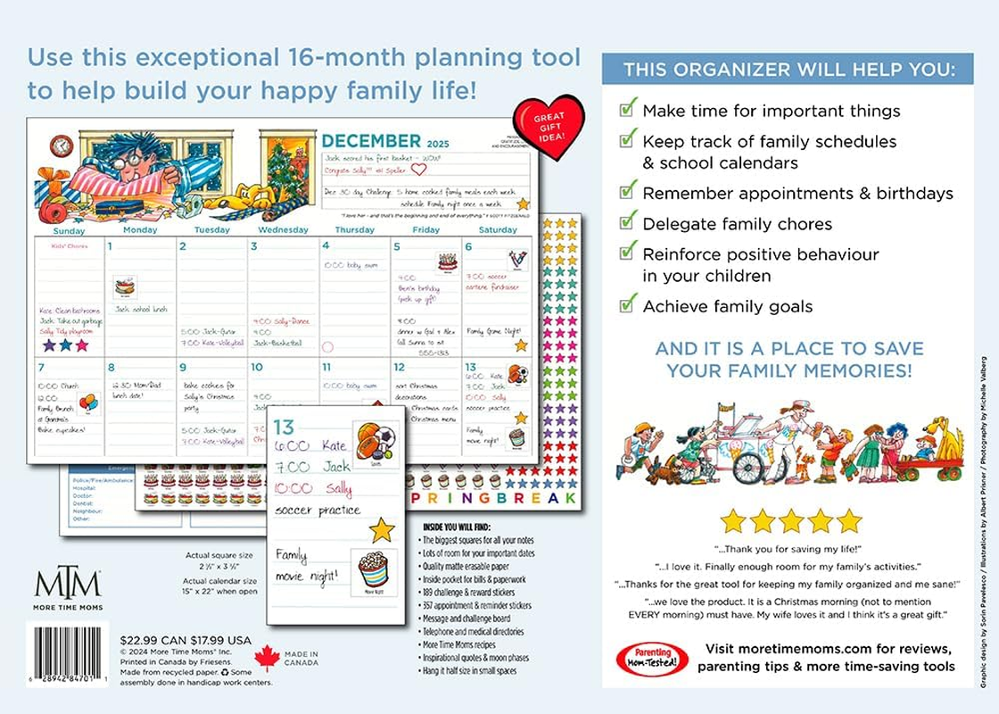 More Time Moms, Family Organizer 2025 Wall Calendar image number 3