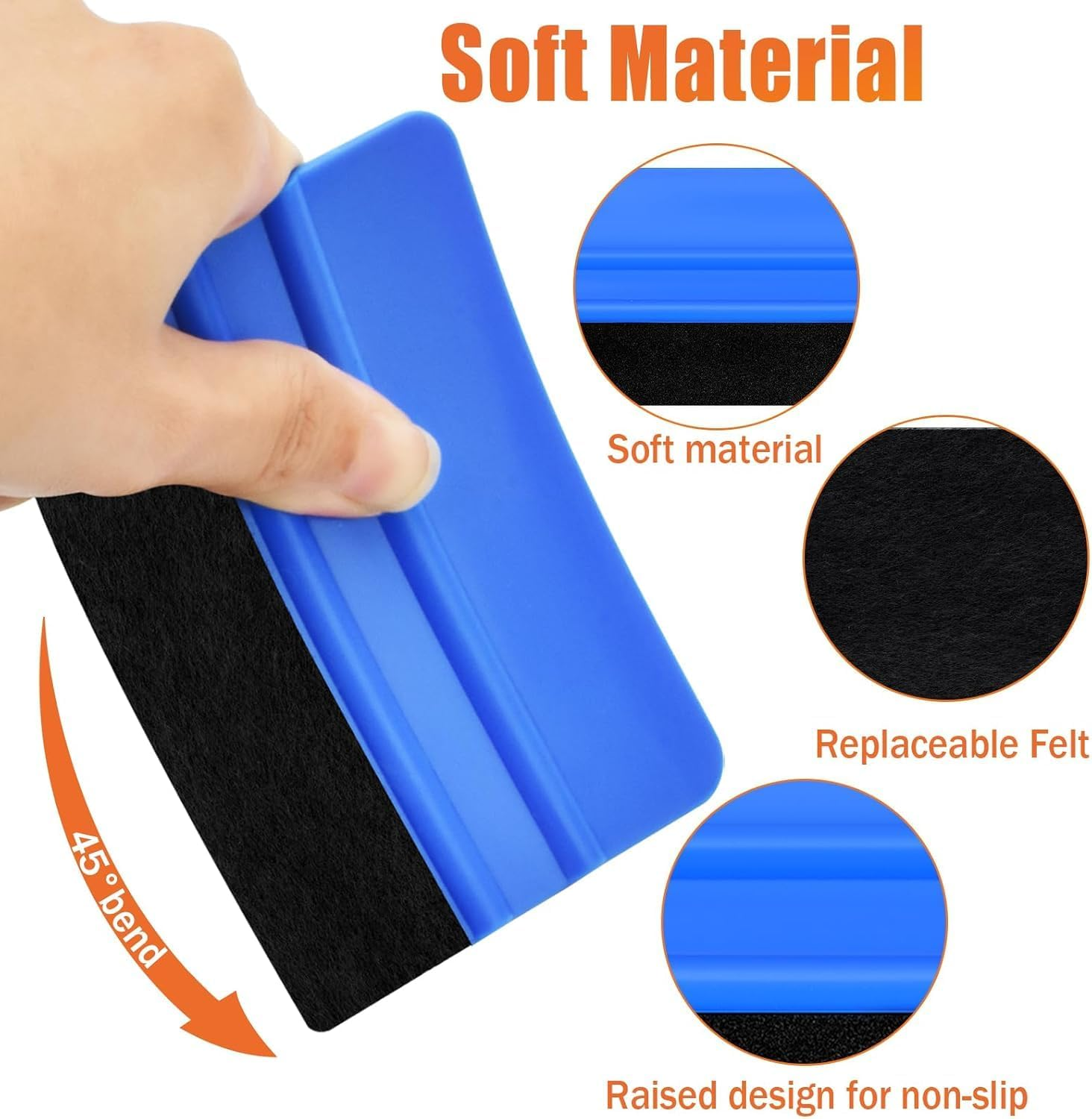 4Piece Plastic Squeegee Set, 8IN/6IN/5IN/4IN, Window Tint Squeegee Vinyl Wrap Squeegee with Felt Edge, Wallpaper Tools Decal Applicator Vinyl Scraper, Perfect Smoothing/Cleaning Solutions image number 1