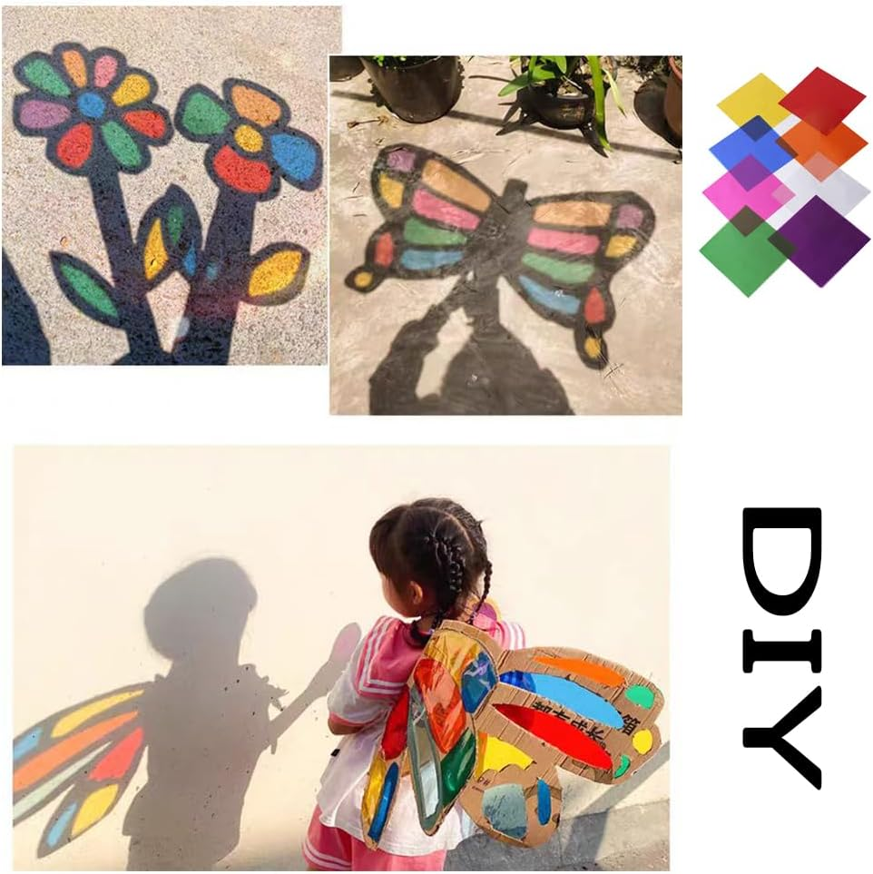 Cellophane Sheets 80Pcs 15.5X15.5Cm Cello Sheets Colored Cellophane Wrap for DIY Arts Crafts Decoration image number 1