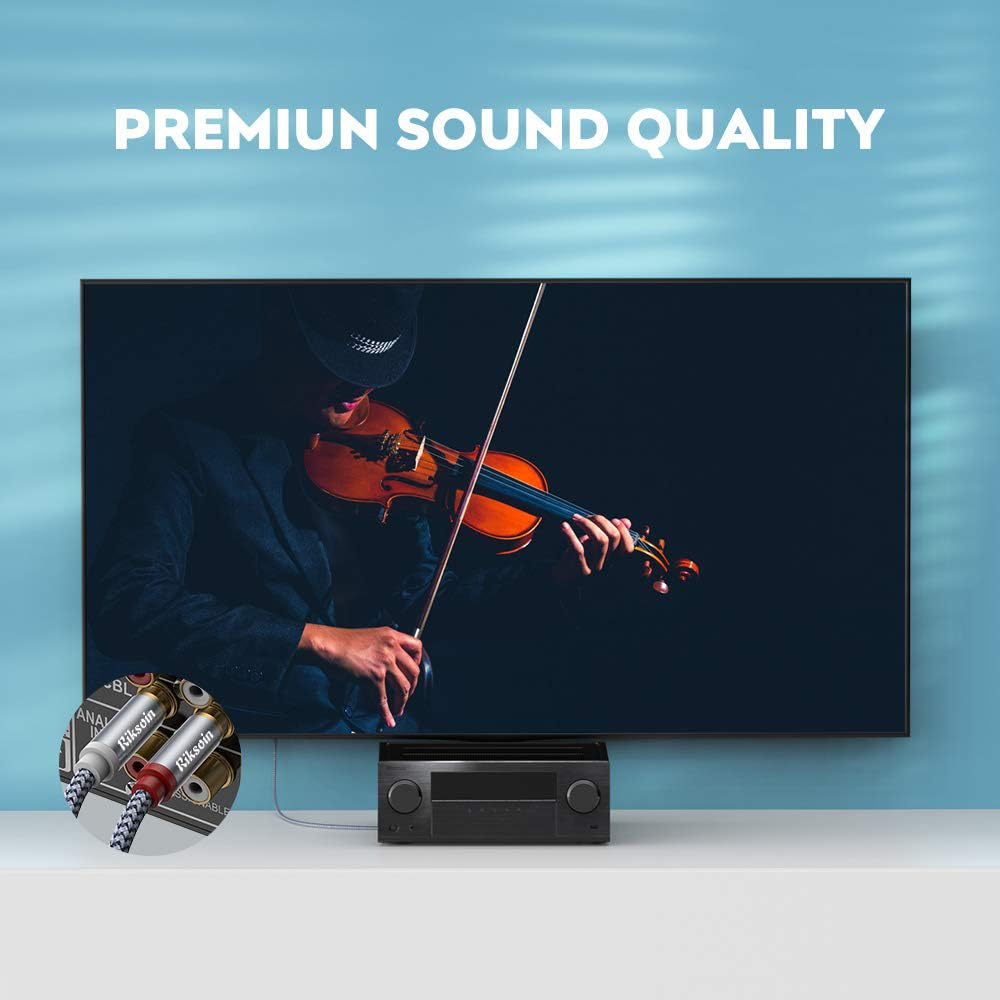 RIKSION RCA Cable,1.8M/6Ft 2RCA Male to 2RCA Male Stereo Audio Cables Shielded Braided RCA Stereo Cable for Home Theater, HDTV, Amplifiers, Hi-Fi Systems, Car Audio, Speakers-2Pack image number 3