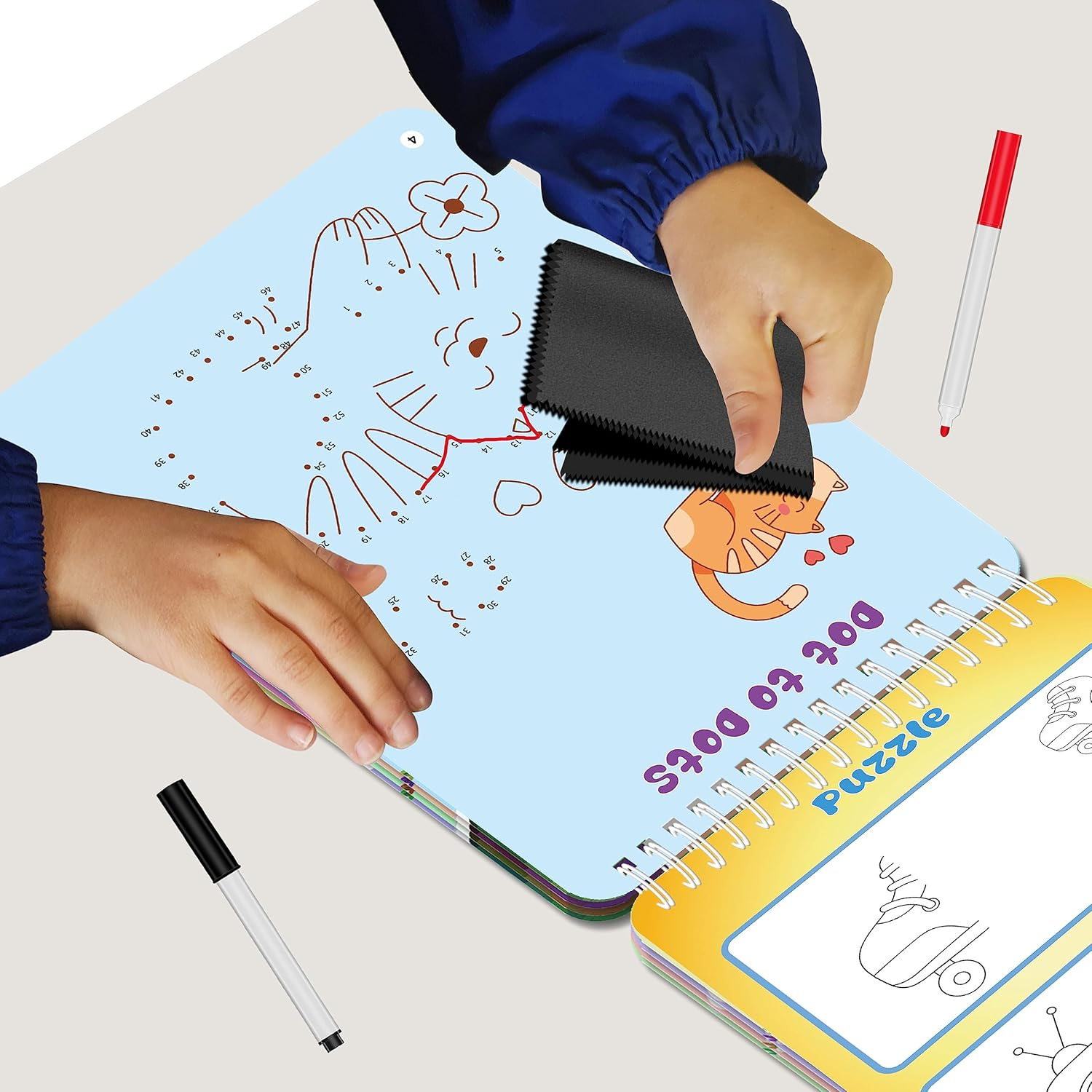 Elfew 2 Pack Reusable Activity Travel Game for Kids Ages 3-5, Busy Books for Toddlers, Learning & Education Toys, Kids Travel Activity Pack, 4 Year Old Girl and Boy Gift, Toddler Activities image number 4