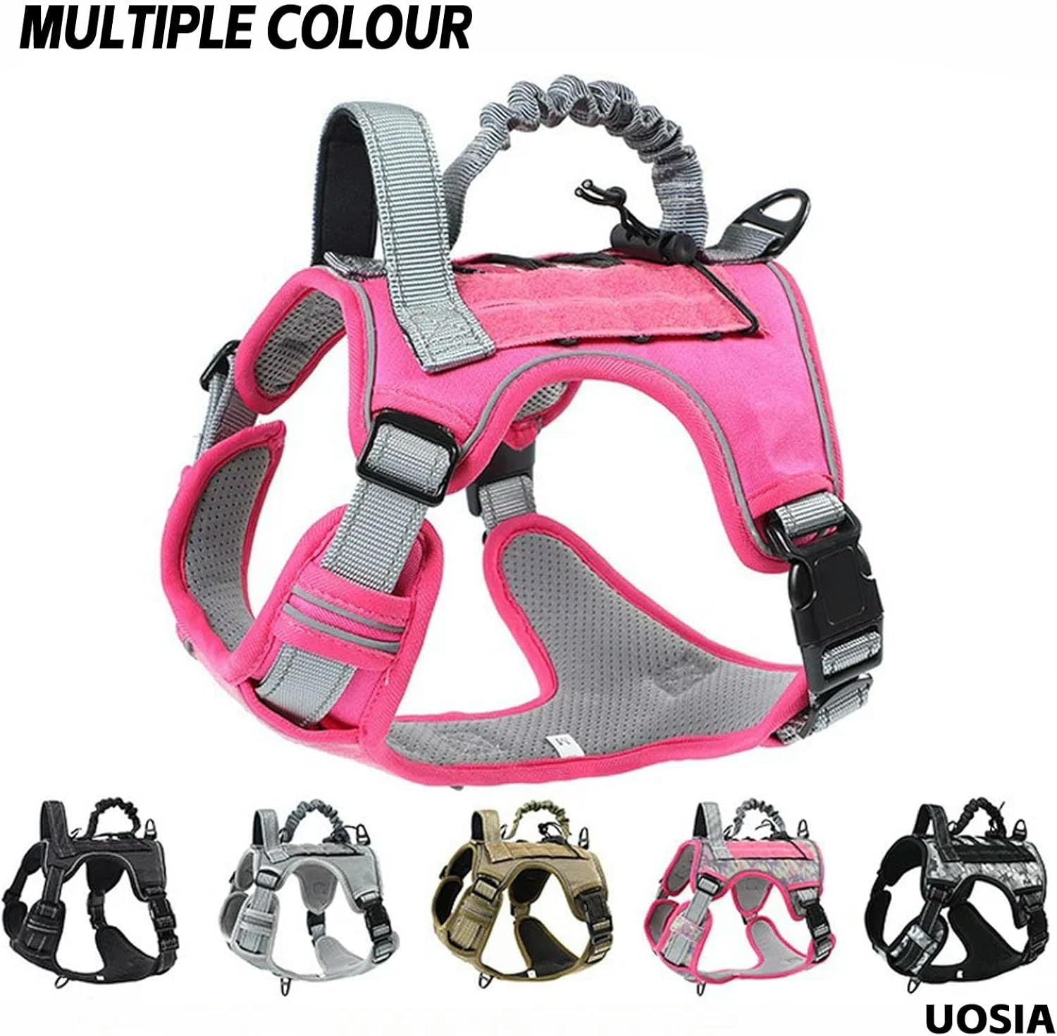 UOSIA Dog Tactical Vest Harness Military Dog Harness with Hook & Loop Panels and Handle No-Pull Service Dog Vest Adjustable Dog Harness and Pet Hand Holding Rope image number 4