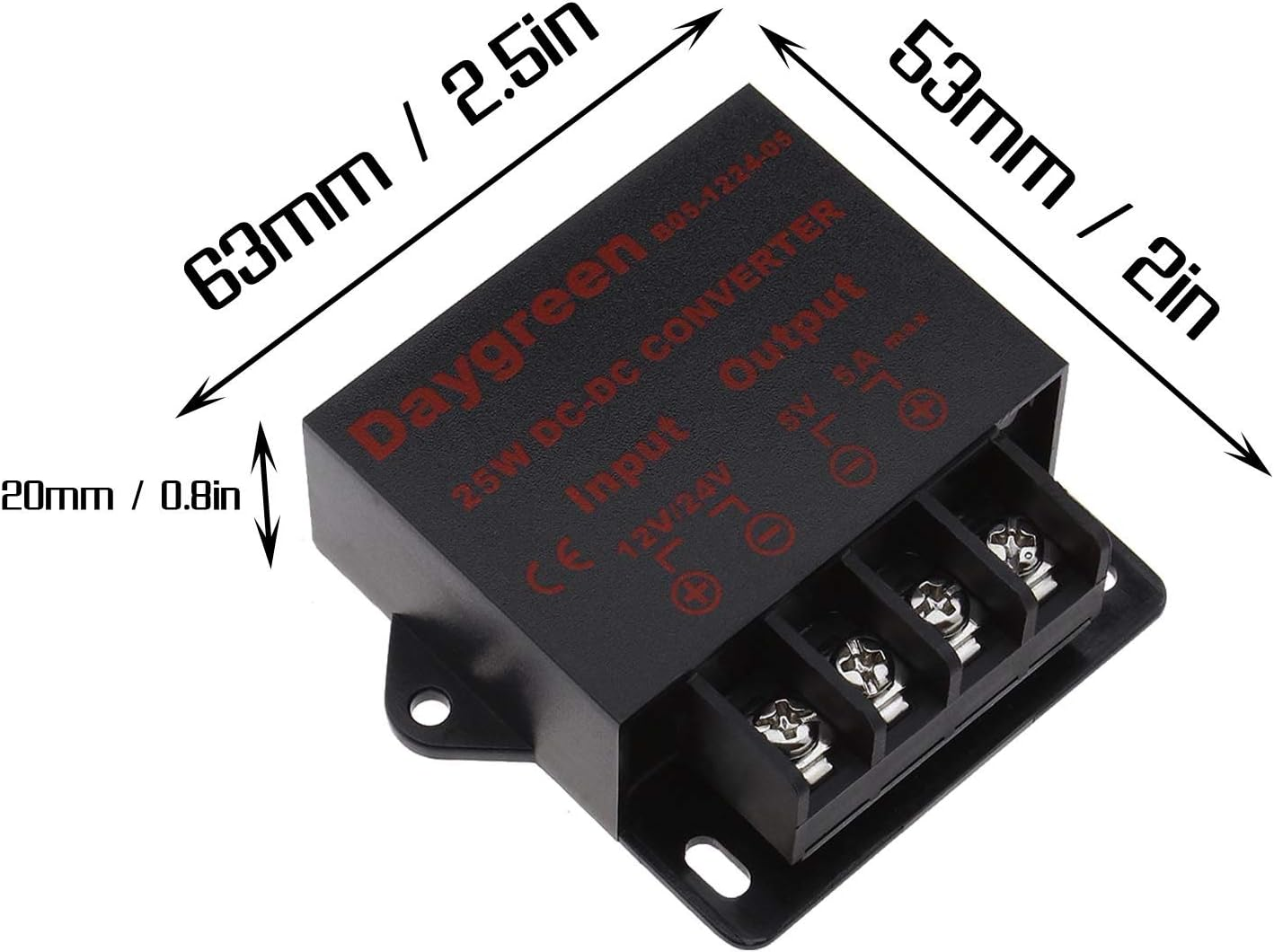 Emagtech DC Power Buck Converter Regulator 12V/24V to 5V 5A 25W Transformer Conversion Module Over-Voltage Over-Current Protection image number 3