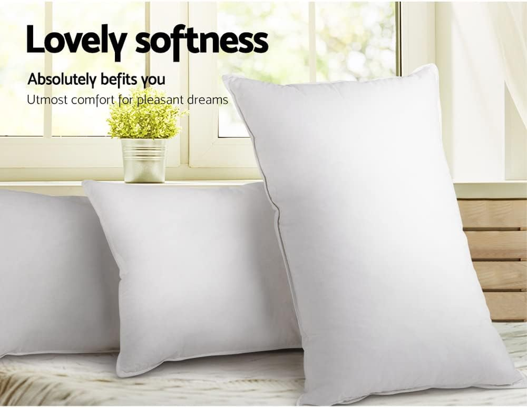 Giselle Bedding Goose down Feather Pillow Set of 2 Bed Neck Pillows for Sleeping Hotel Cushion with Cotton Fabric Cover Soft and Support Medium Firm, Side Stomach Back Sleepers image number 6