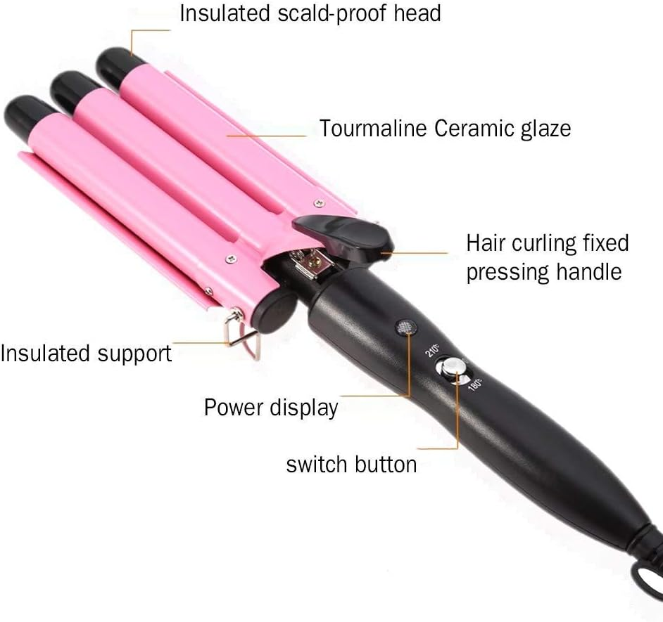 Hair Curling Iron 1 Inch 3 Barrel Hair Crimper Ceramic Two Gear Temperature Control Hair Waving Styling Tools