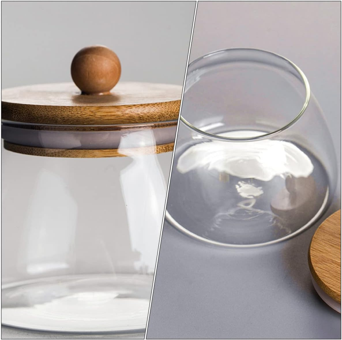 STOBAZA 2Pcs Glass Jar Wooden Lid Wedding Candy Storage Can Party Supplies for Home Kitchen Creative Glass Candy Jar for Snack and Dry Food Storage