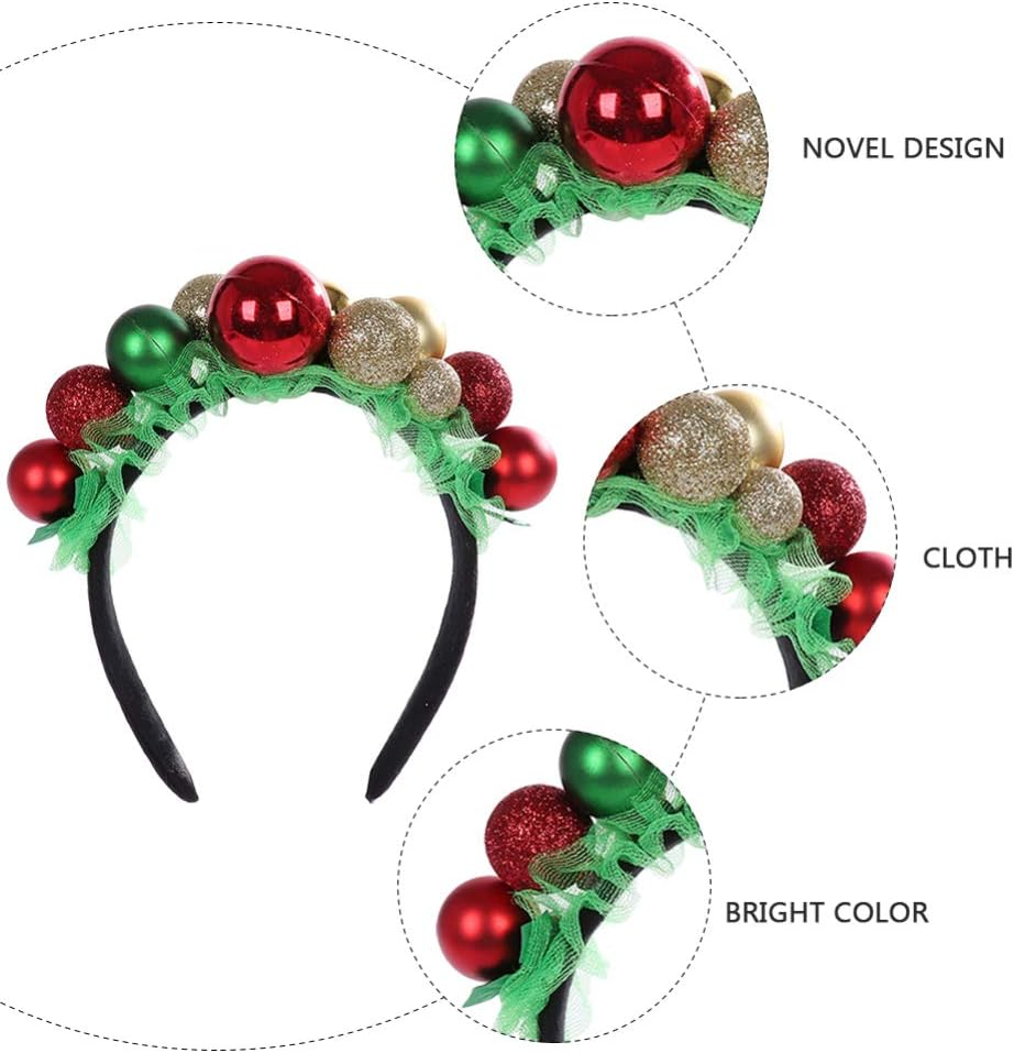 KESYOO Christmas Heabands Cute Glitter Xmas Ball Bell Headwear Hair Hoop Hairband for Kids Xmas Holiday Hair Accessories Party Favors image number 6