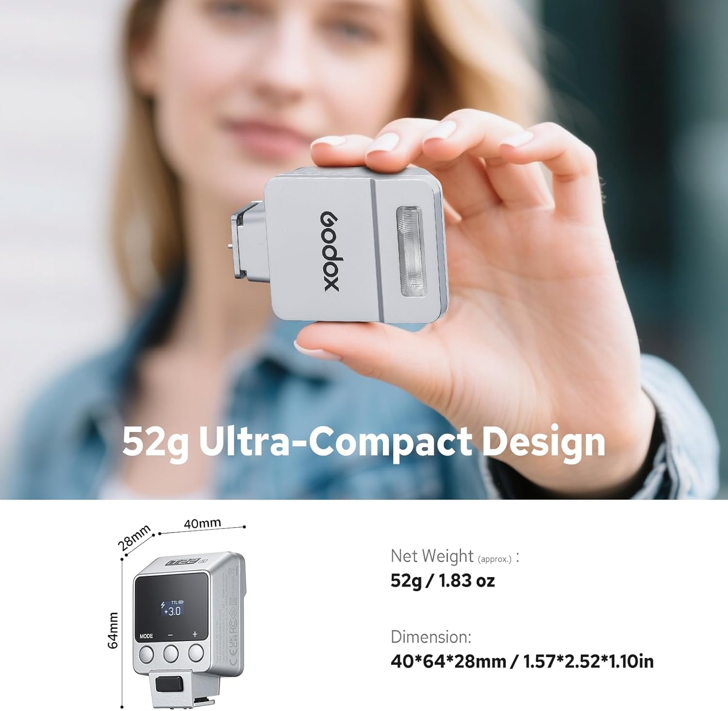 Godox It22 S TTL Mini Flash for Sony Cameras, Mini Camera Flash Speedlite W/Rechargerable Battery & Magnetic Color Filter, 700 Full Power Flashes (Silver) image number 3