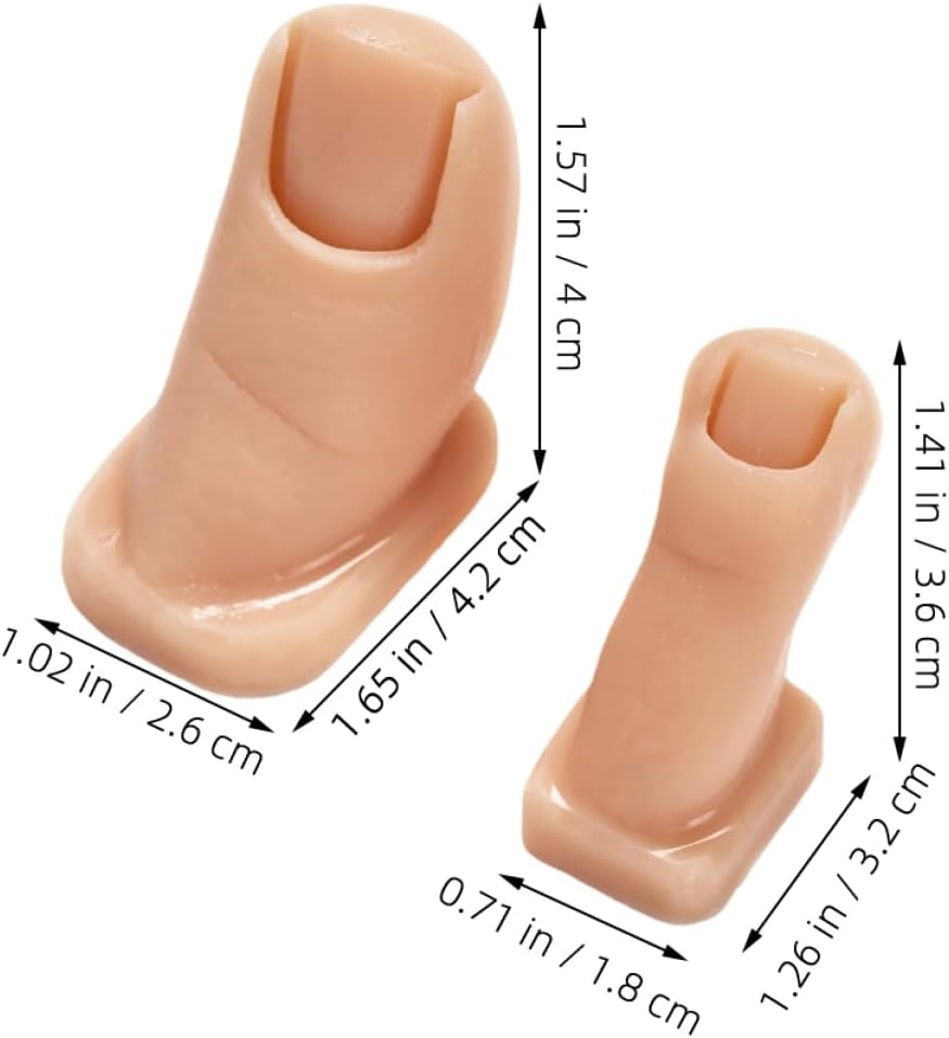 Mikinona 2Pcs Nail Tips Toe Nail Art Practice Realistic Silicone Toe Mannequin Hands for Acrylic Art Training image number 2