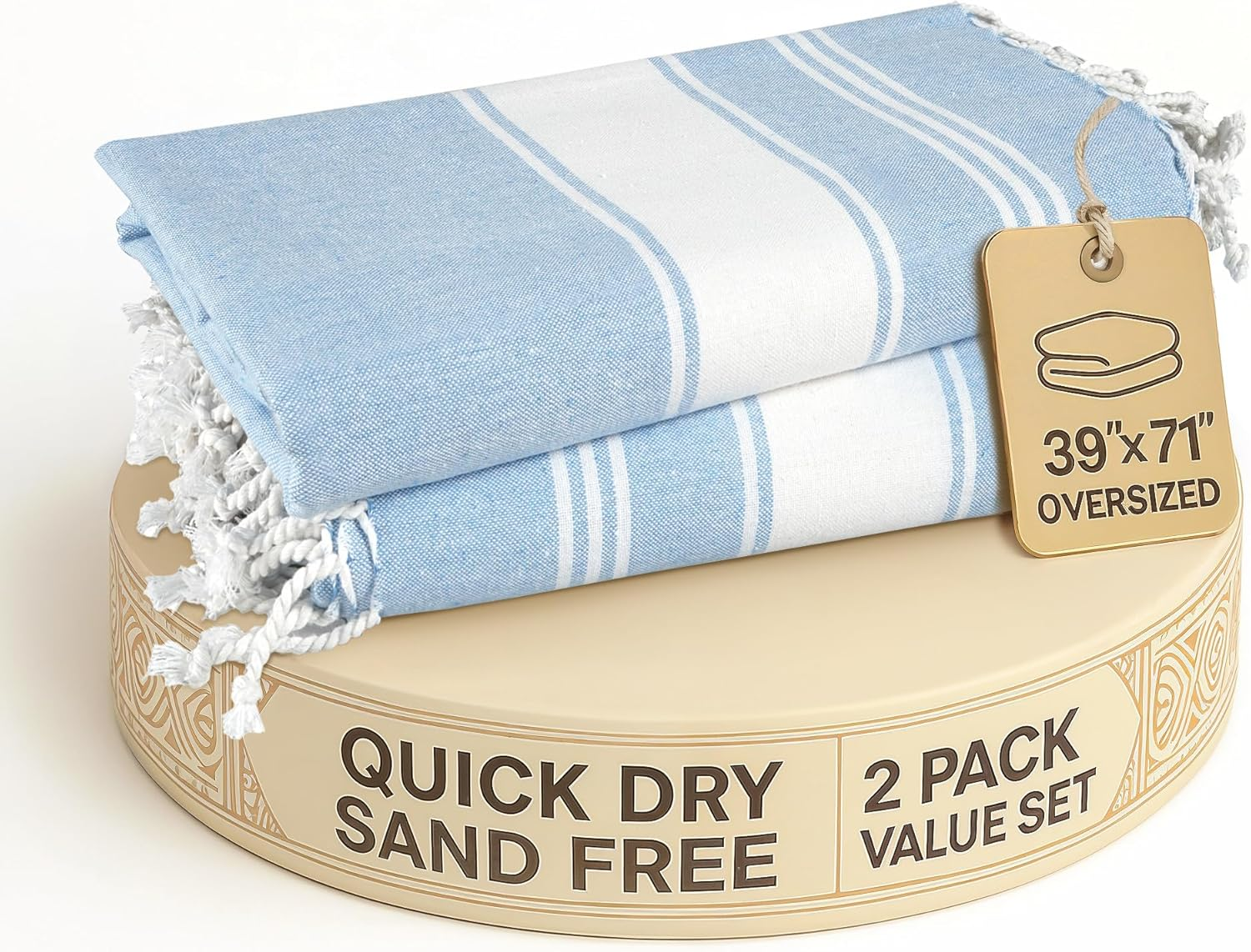 LANE LINEN Beach Towels 6 Pack, Oversized Beach Towel, Lightweight Beach Essentials for Women, Large Pool Towel, Absorbent & Quick Dry, Sand Free Beach Towel, 39"X71" - Nautical Color