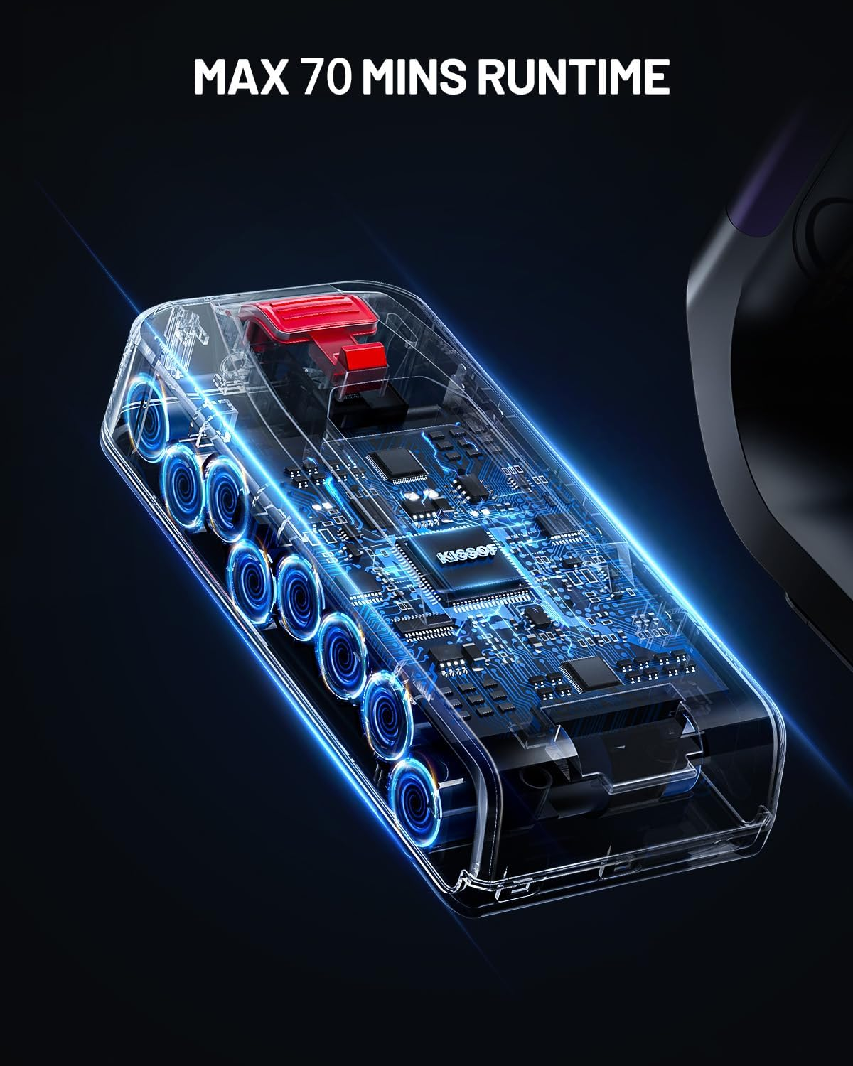 Cordless Vacuum Cleaner, 550W/45Kpa, Max 70 Mins Runtime, Self-Standing Vacuum Cleaners, Anti-Tangle Stick Vacuum with Aromatherapy, Smart Display Vacuum with 1.6L Cup for Pet Hair/Carpet/Hard Floor image number 3