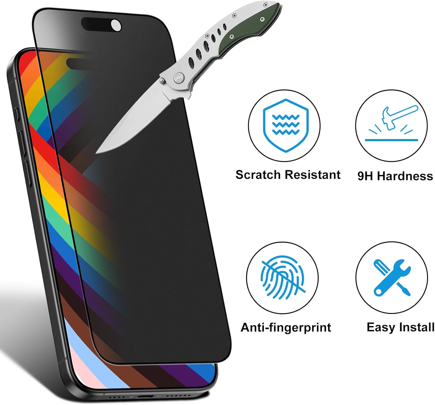 Mothca Matte Privacy Screen for Iphone 15 Pro for Tempered Glass (6.1 Inches), 9H Matte Privacy Screen Protector for Iphone 15 Pro Privacy Film, Anti-Glare & Anti-Fingerprint (Pack of 1) image number 1