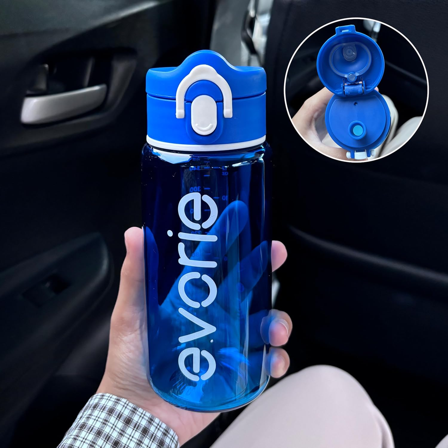 Evorie Kids Water Bottle for School, No Straw 13Oz BPA Free Tritan Bottle, Leak Proof with Flip Top Lightweight for Outdoor (Blue) - Red Rabit image number 3