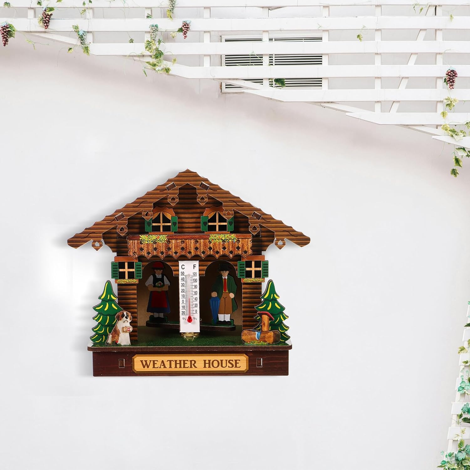 TIDTALEO Wooden Weather House Wall Thermometer Hygrometer Barometer Indoor Climate Gauge with Precise Temperature Humidity Monitor Stylish Home Weather Station Wall Mount image number 1