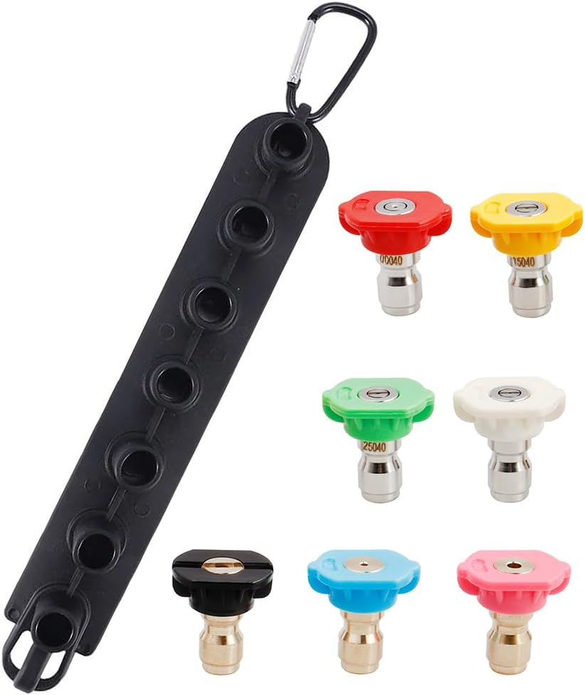 Yakamoz Pressure Washer Nozzle Tip Set with Holder, 1/4 Inch Quick Connect 7 Nozzle Tips Multiple Degrees,4000 PSI image number 2