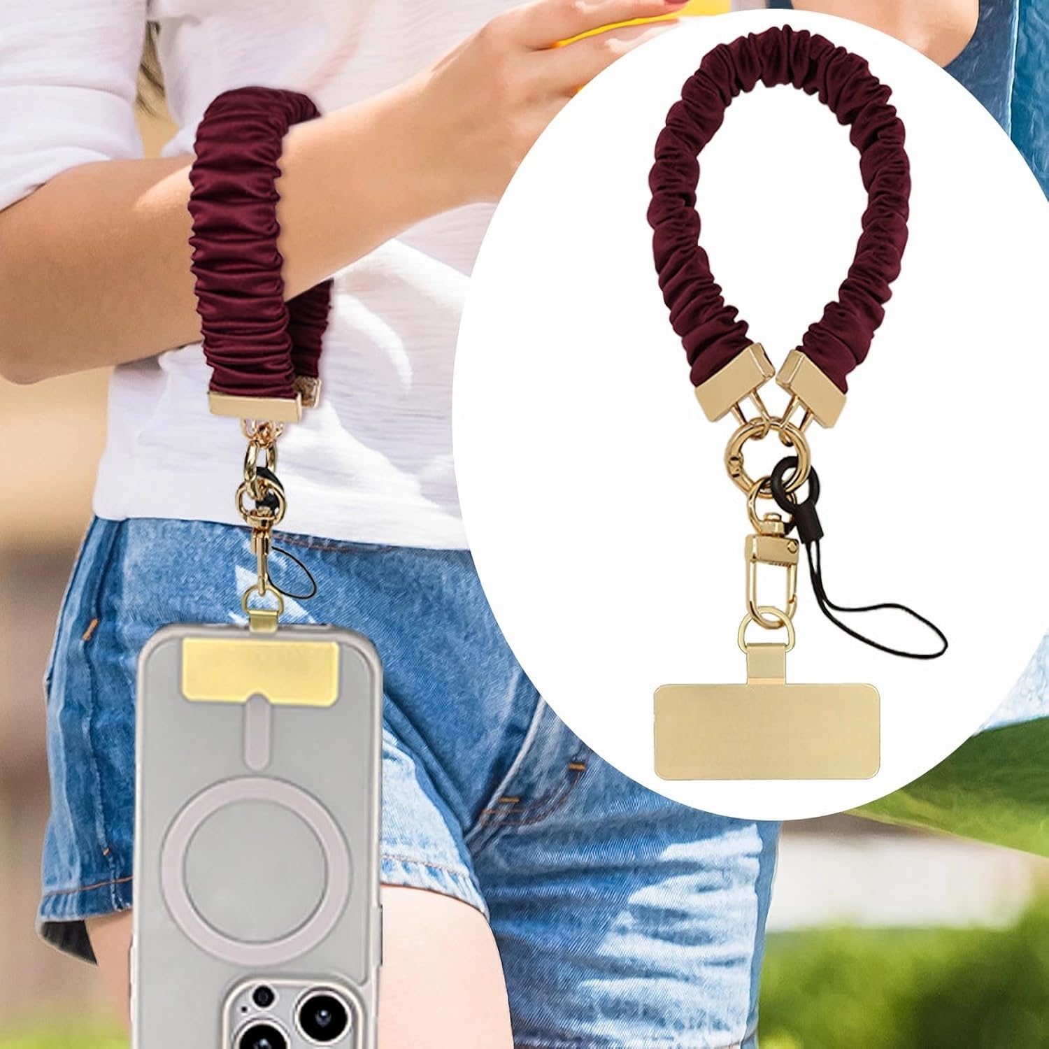 Long Pond Secure Adjustable Cell Phone Wrist Strap, Elastic Band for Iphone 16 Pro Max&Most Smartphones | Workout & Travel image number 2