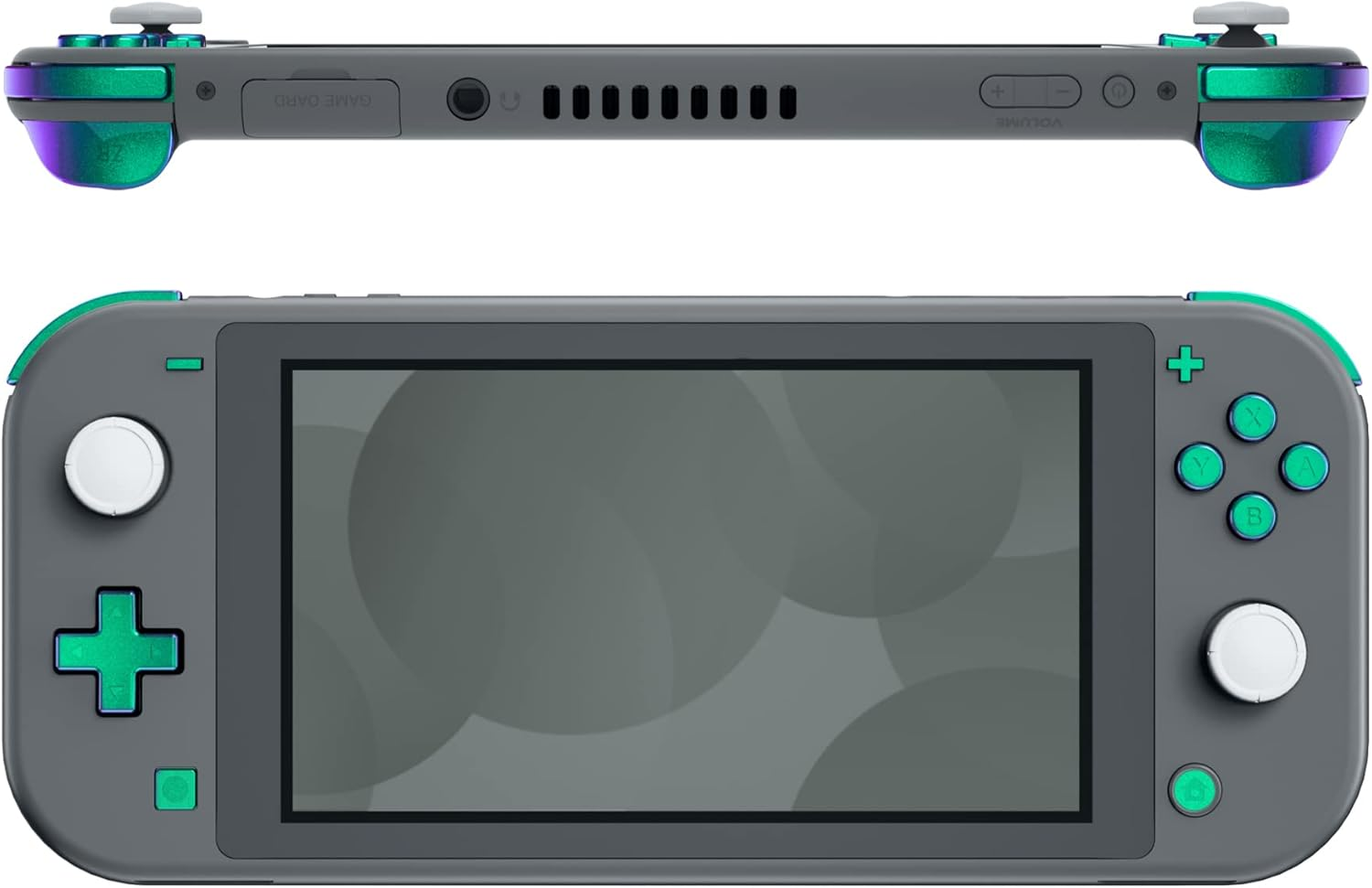 Extremerate Chrome Gold Glossy Replacement ABXY Home Capture plus minus Keys Dpad L R ZL ZR Trigger for Nintendo Switch Lite, Full Set Buttons Repair Kits with Tools for Nintendo Switch Lite