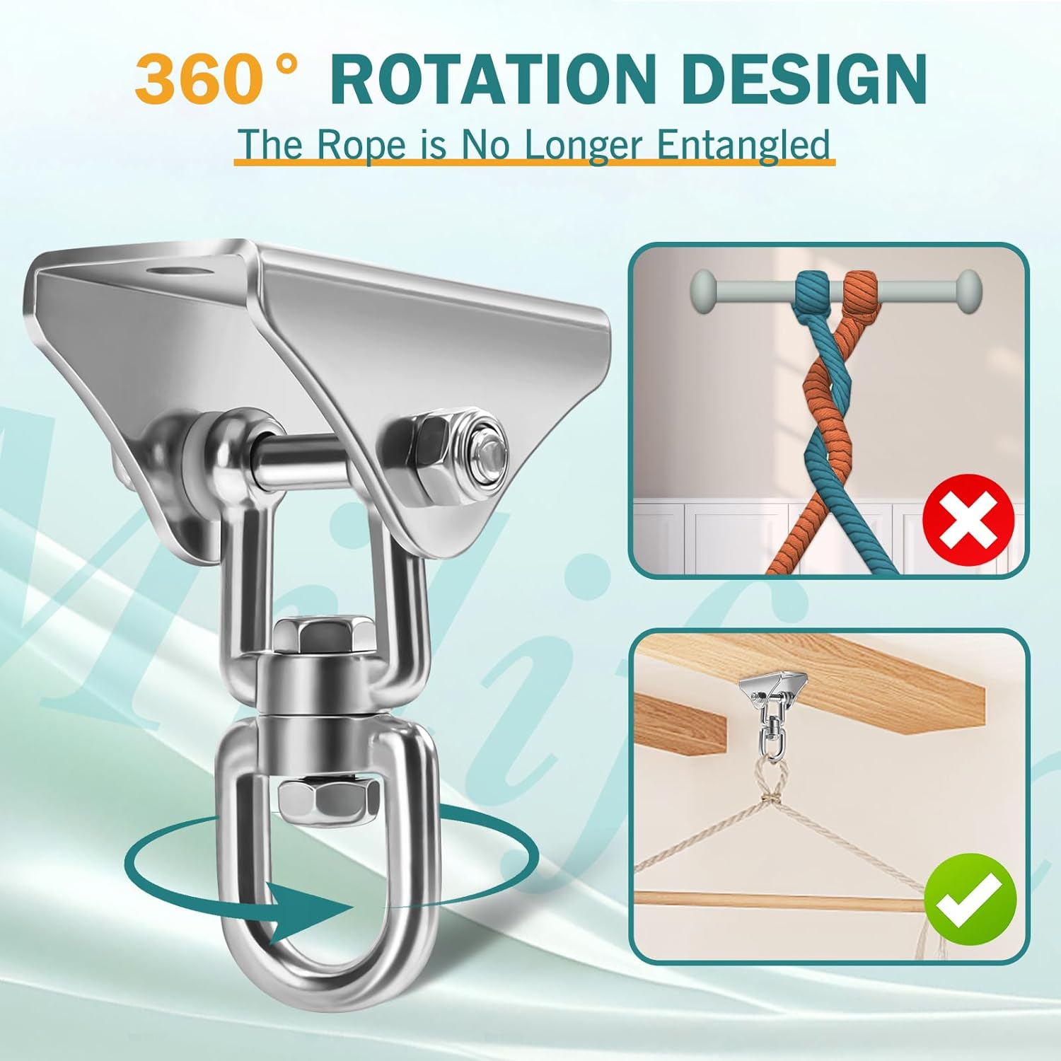 Rotate Swing Hanger, Rotatable Hanger 360&deg; Hanging Chair Kit Accessory with 1000 Lb Capacity for Concrete and Wooden Set, Yoga Hammock, Boxing Bag, 2 Packs image number 6