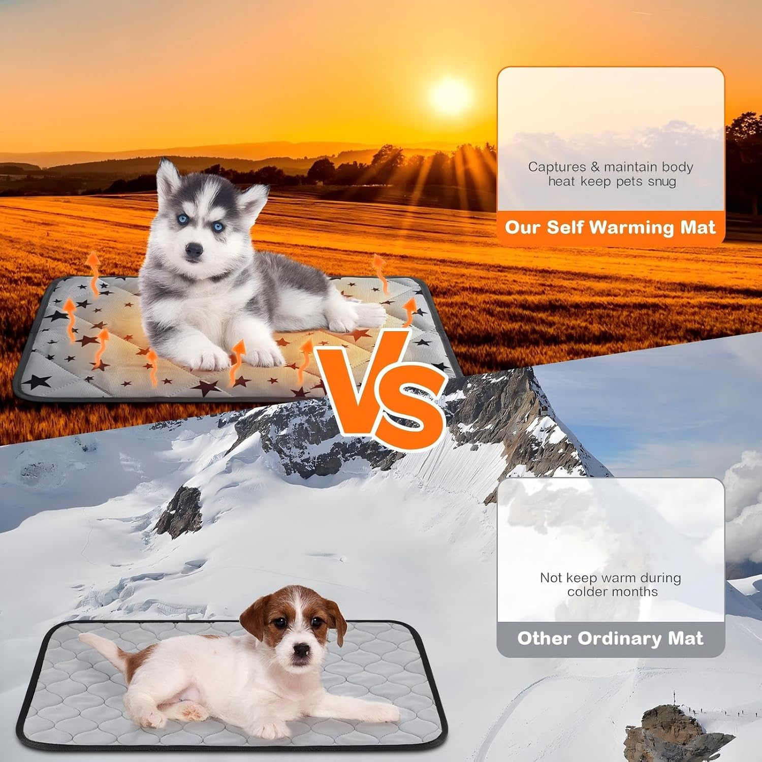 Namalu 4 Pack Self Warming Cat Bed Self Heating Cat Mat Star Pattern Soft Dog Crate Pad Thermal Pet Mat anti Slip Kennel Washable Dog Warming Bed for Outdoor Indoor(18 X 24 Inch,Rectangle) image number 2