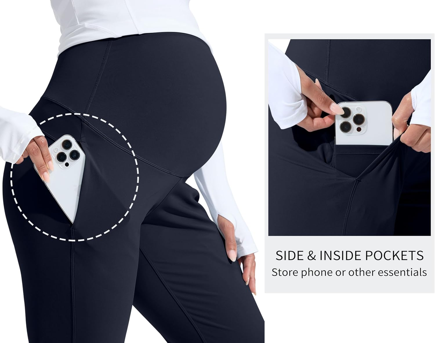 Mama Land Women'S Maternity Jogger over the Belly Stretchy Pregnancy Pants with Pockets Buttery Soft Lounge Activewear image number 2