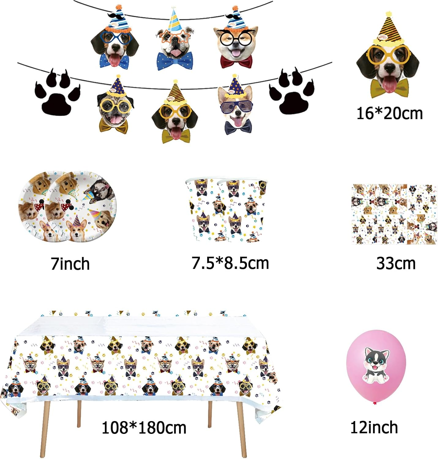 Birthday Party Decoration Pet Dog Balloons Decoration Pet Dog Garland Birthday Dog Party Tableware Children'S Birthday Dog Birthday Tableware Puppy Party Decoration Birthday Tablecloth image number 2