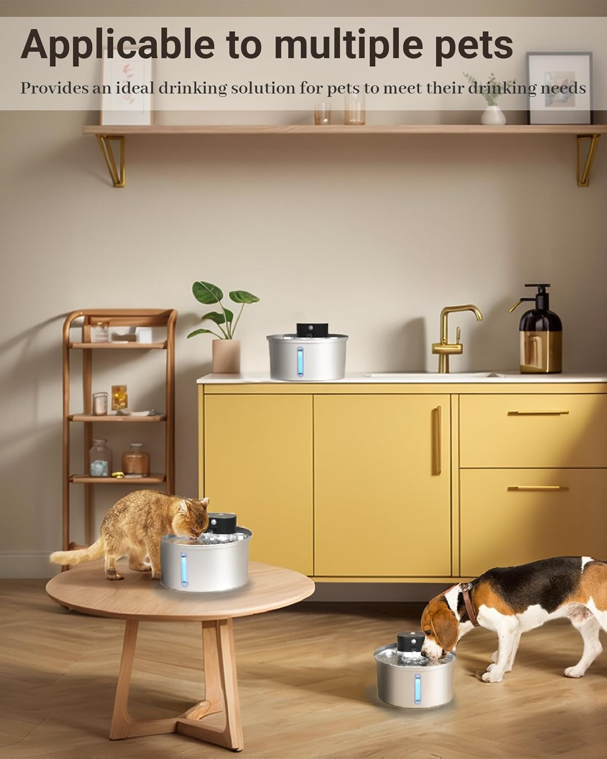 Wireless Cat Water Fountain Stainless Steel, 108Oz/3.2L Automatic Cat Fountain Battery Operated, Cordless Pet Water Fountain for Cats & Dogs with Motion Sensor, Ultra Quiet Pump, Multi-Filtration image number 5