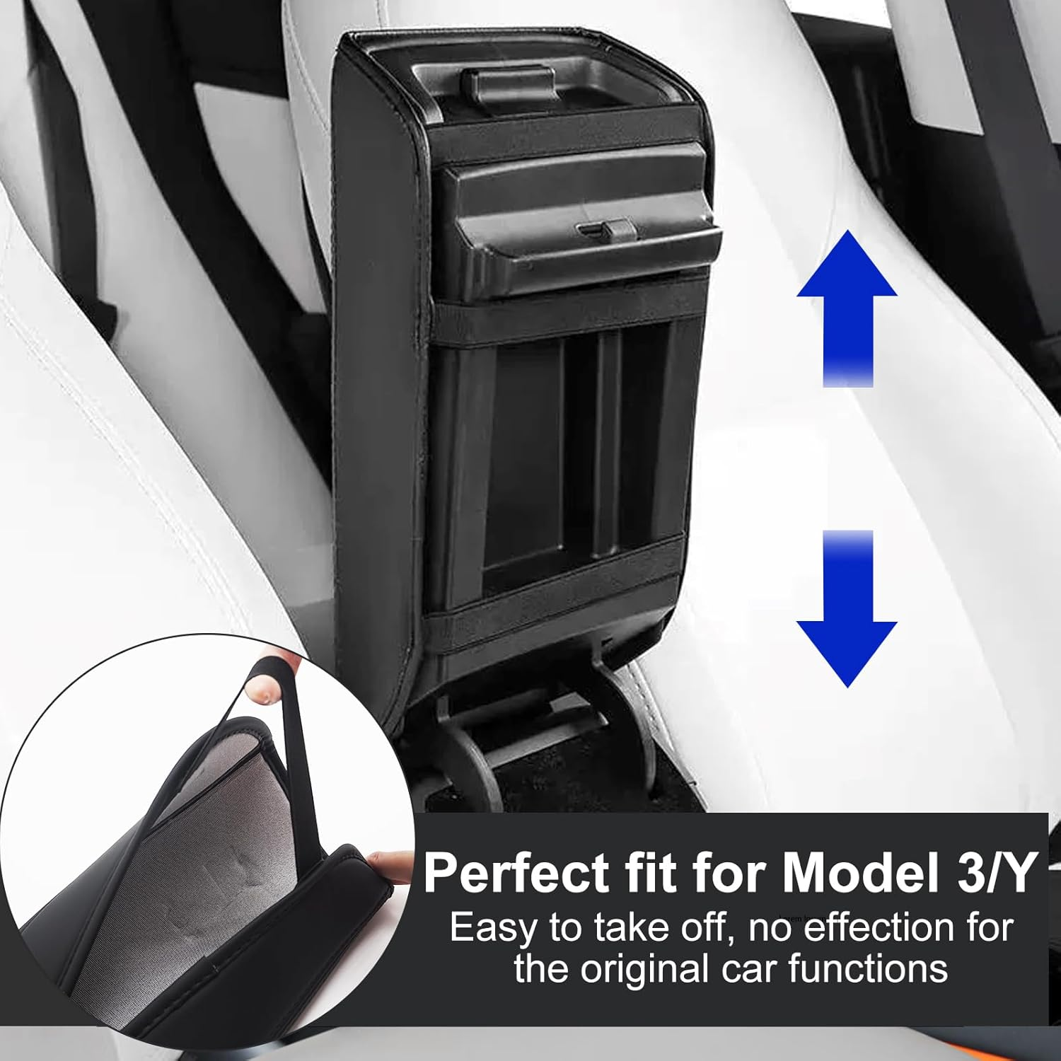 Armrest Cover for Tesla Model Y 2025-2020 and Model 3 2023-2017 Central Control Leather Arm Rest Cushion Pad Protection Car Interior Accessory for Tesla Model Y/3 image number 5