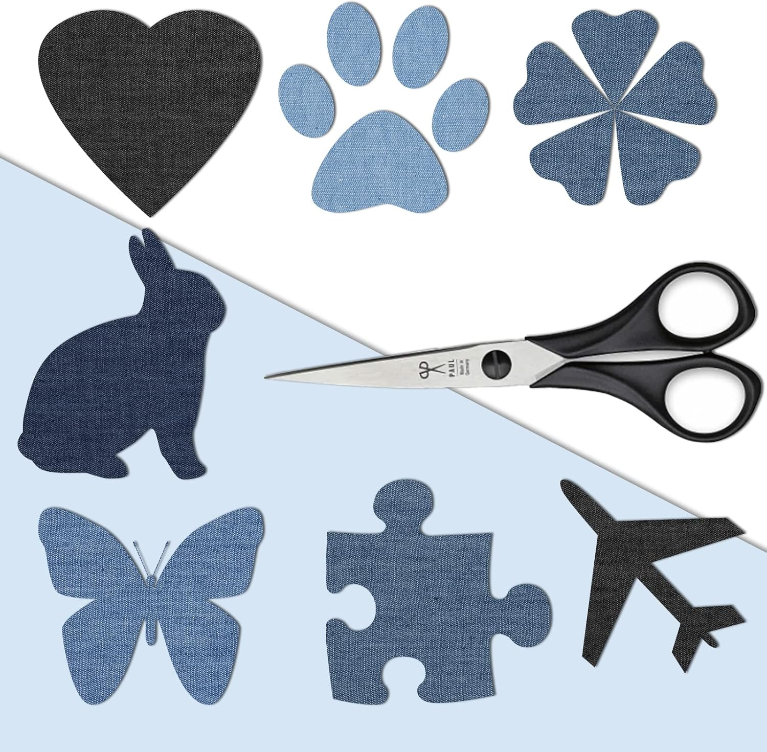 Pack of 15 Iron-On Patches, Large Iron-On Patches, 28 X 12.5 Cm, Cotton Patches, Iron-On Patches, Denim Patches, Repair Kit in 5 Colours for Clothes Jeans Bag image number 1