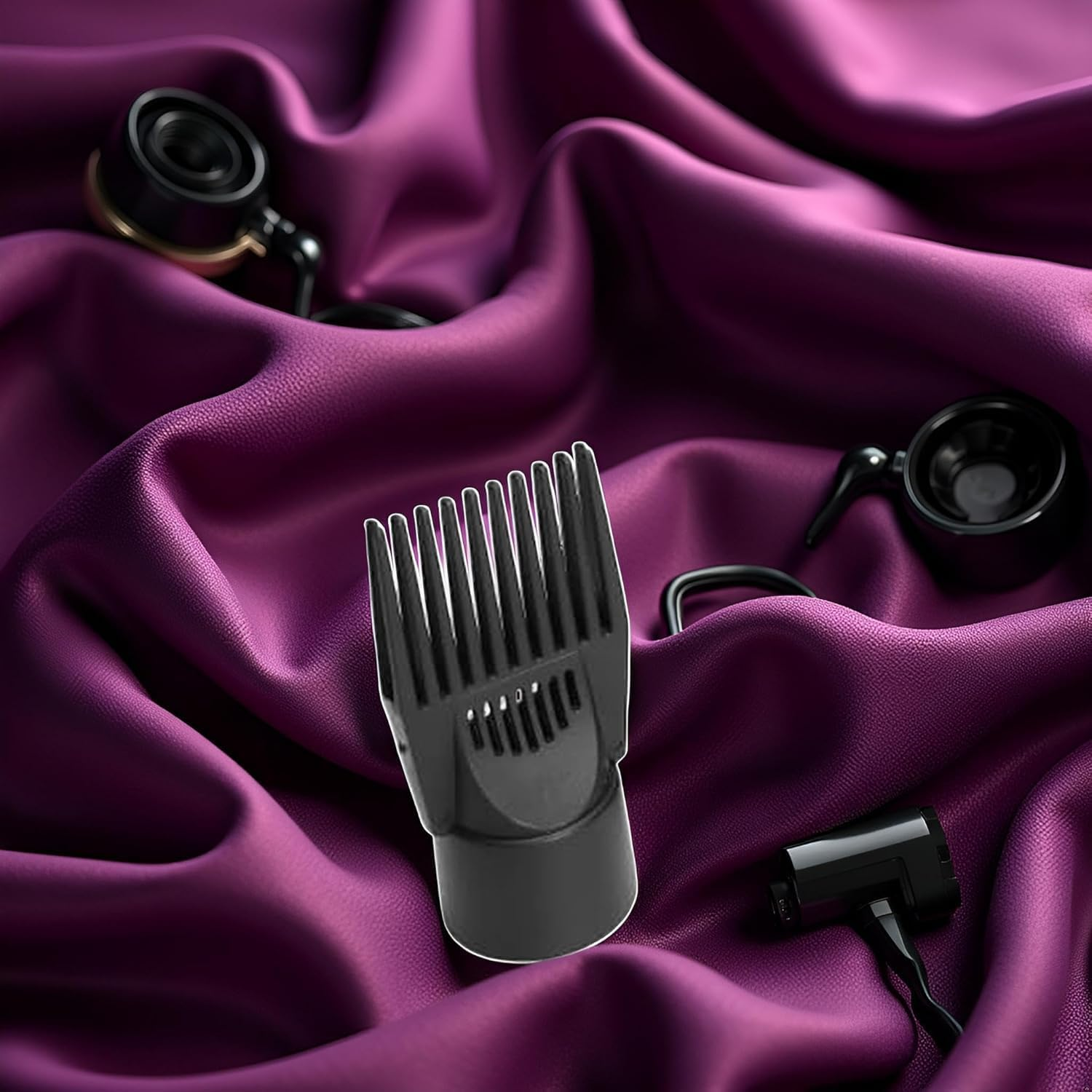 1Pc Black Universal Hair Dryer Comb Attachment for Straightening and Detangling - Nozzle Plastic Hairdressing Salon Blow Comb for Curly, Natural Hair - Styling Tools and Appliances