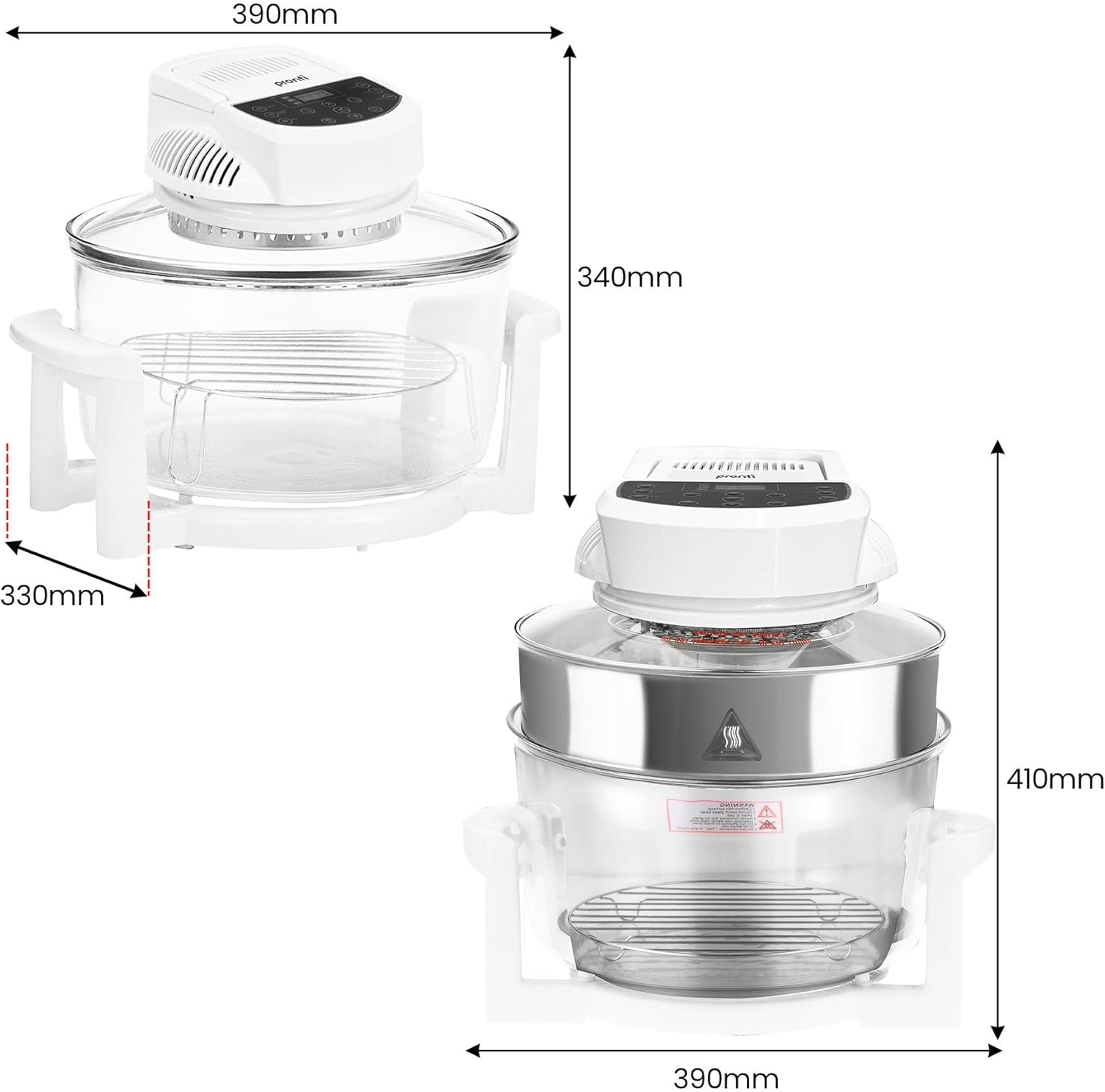 Pronti 17L Convection Oven Digital Halogen Family Turbo Black Healthy Broiler Cooker 1400W Roast Bake Grill BBQ Fry Defrost - White image number 6